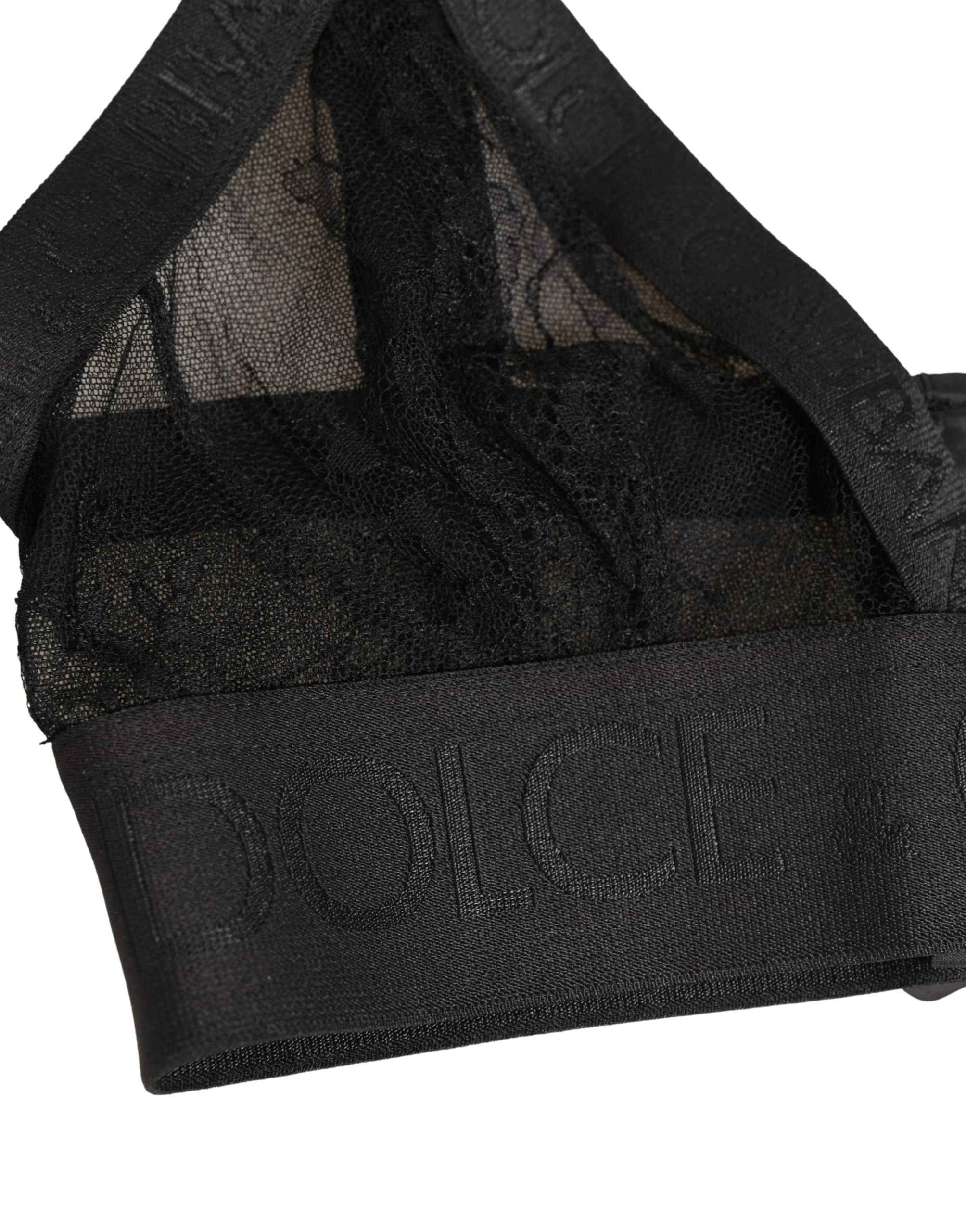 Dolce & Gabbana Black Logo Monogram Soft Cup Brassiere Underwear