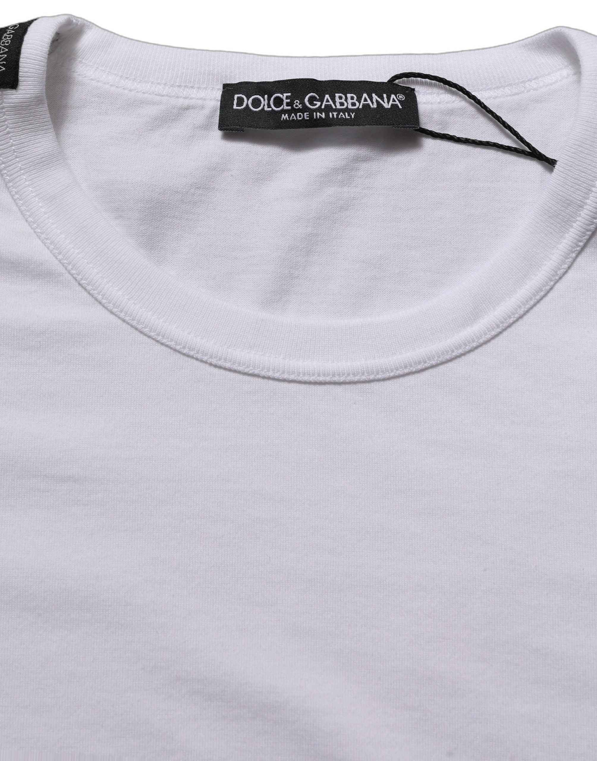 Dolce & Gabbana White Cotton Short Sleeves CrewNeck T-shirt