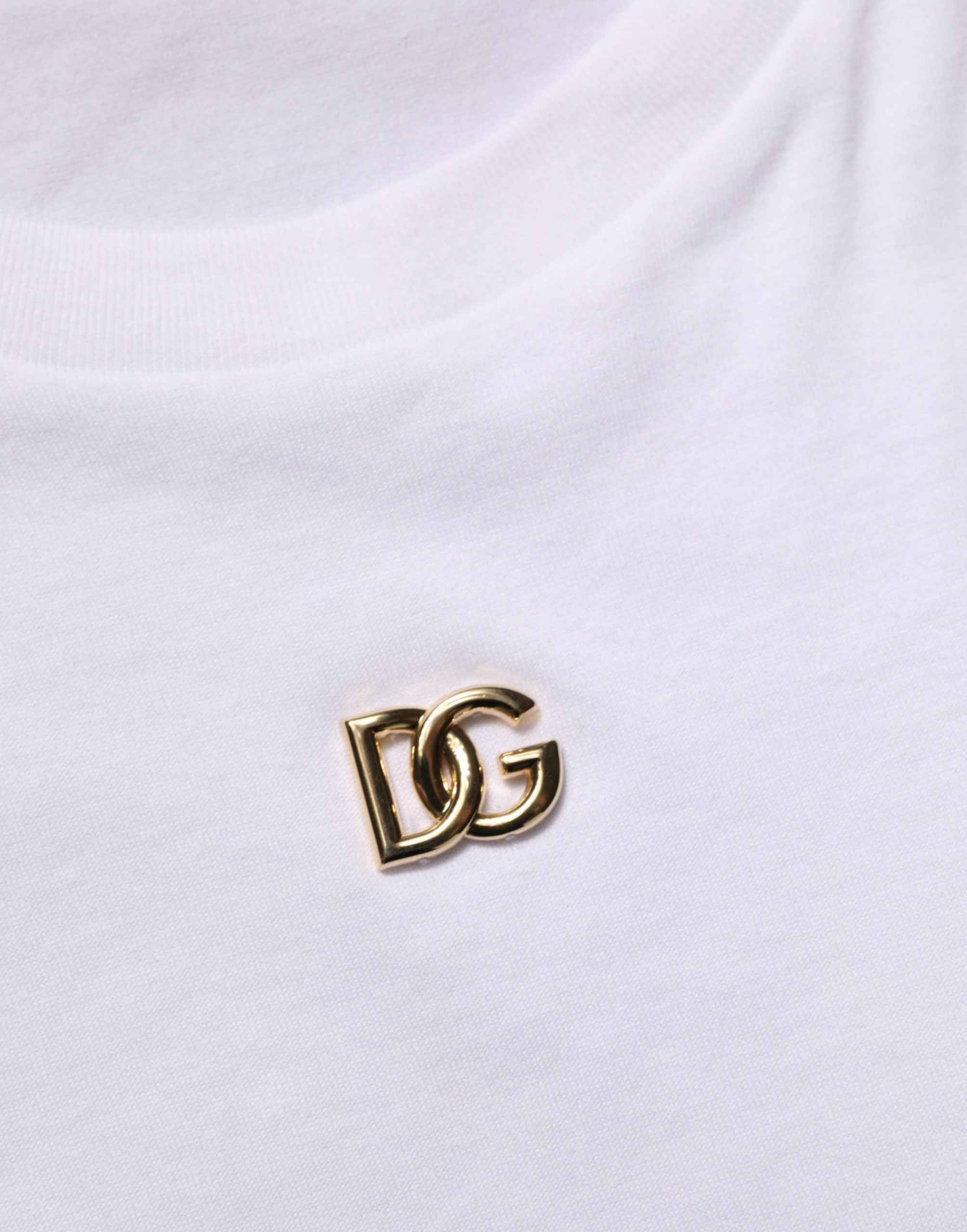 Dolce & Gabbana White Metal DG Logo Short Sleeves T-shirt
