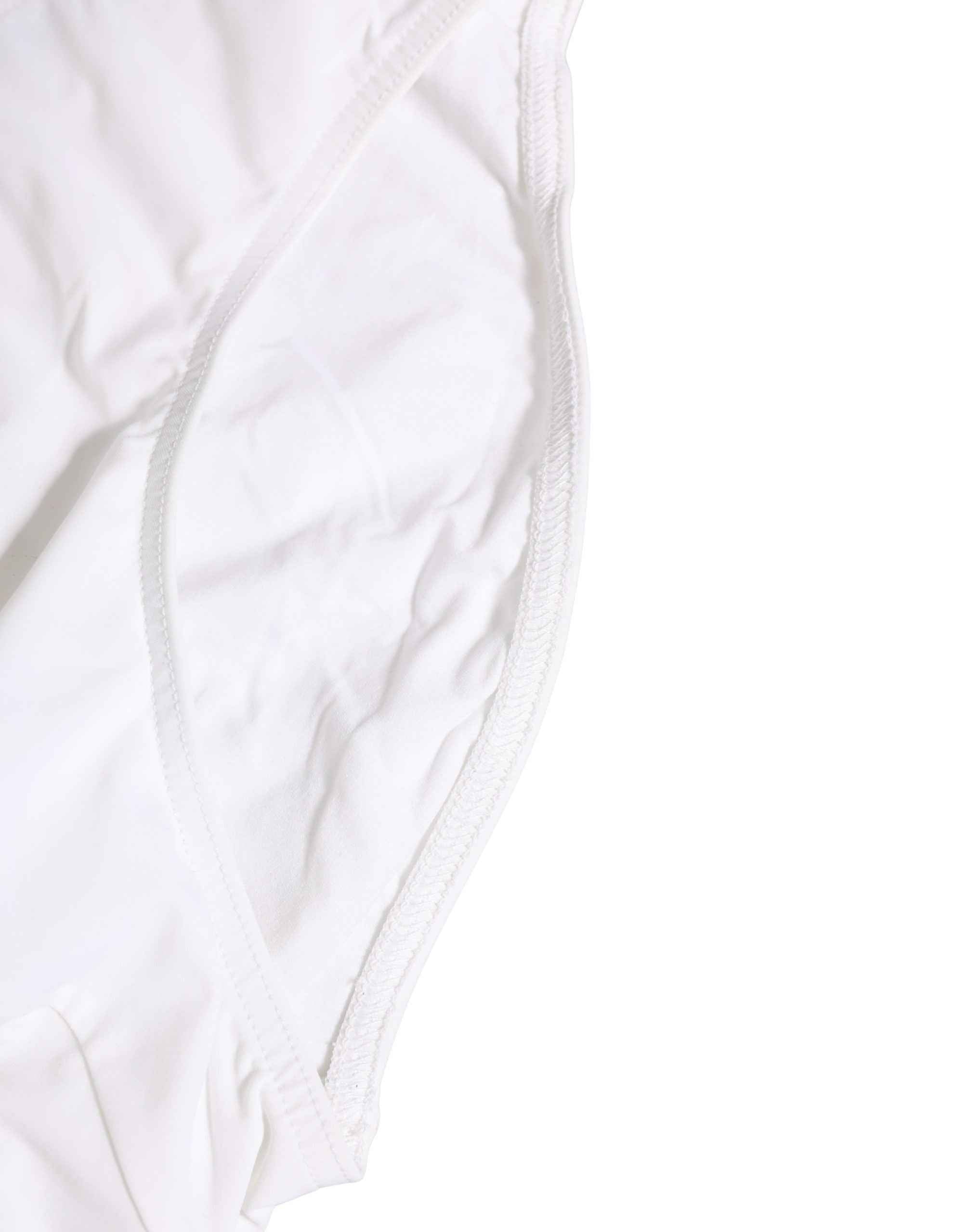Dolce & Gabbana White Stretch Drawstring Swim Brief Swimwear