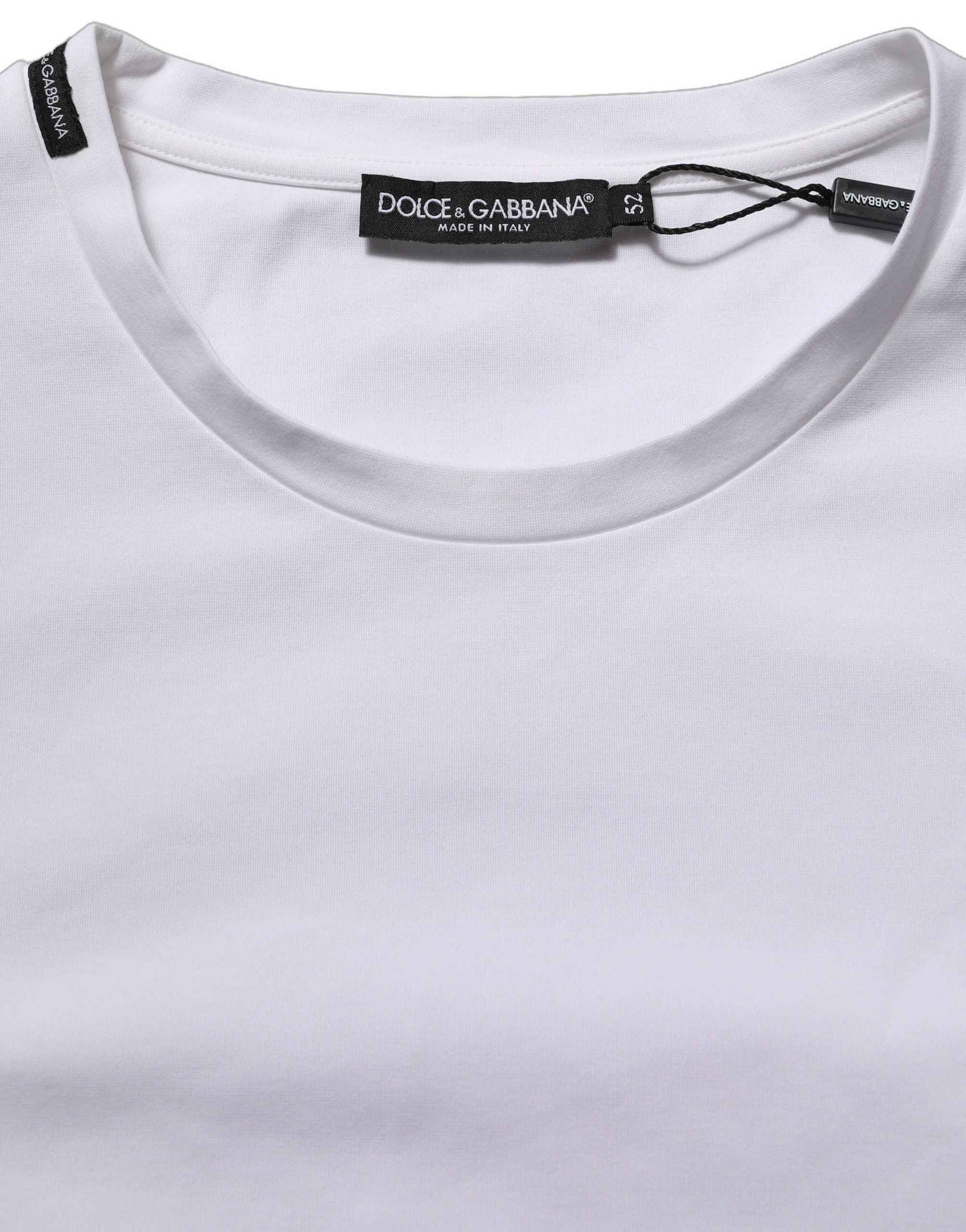 Dolce & Gabbana White Cotton Short Sleeves Crew Neck T-shirt