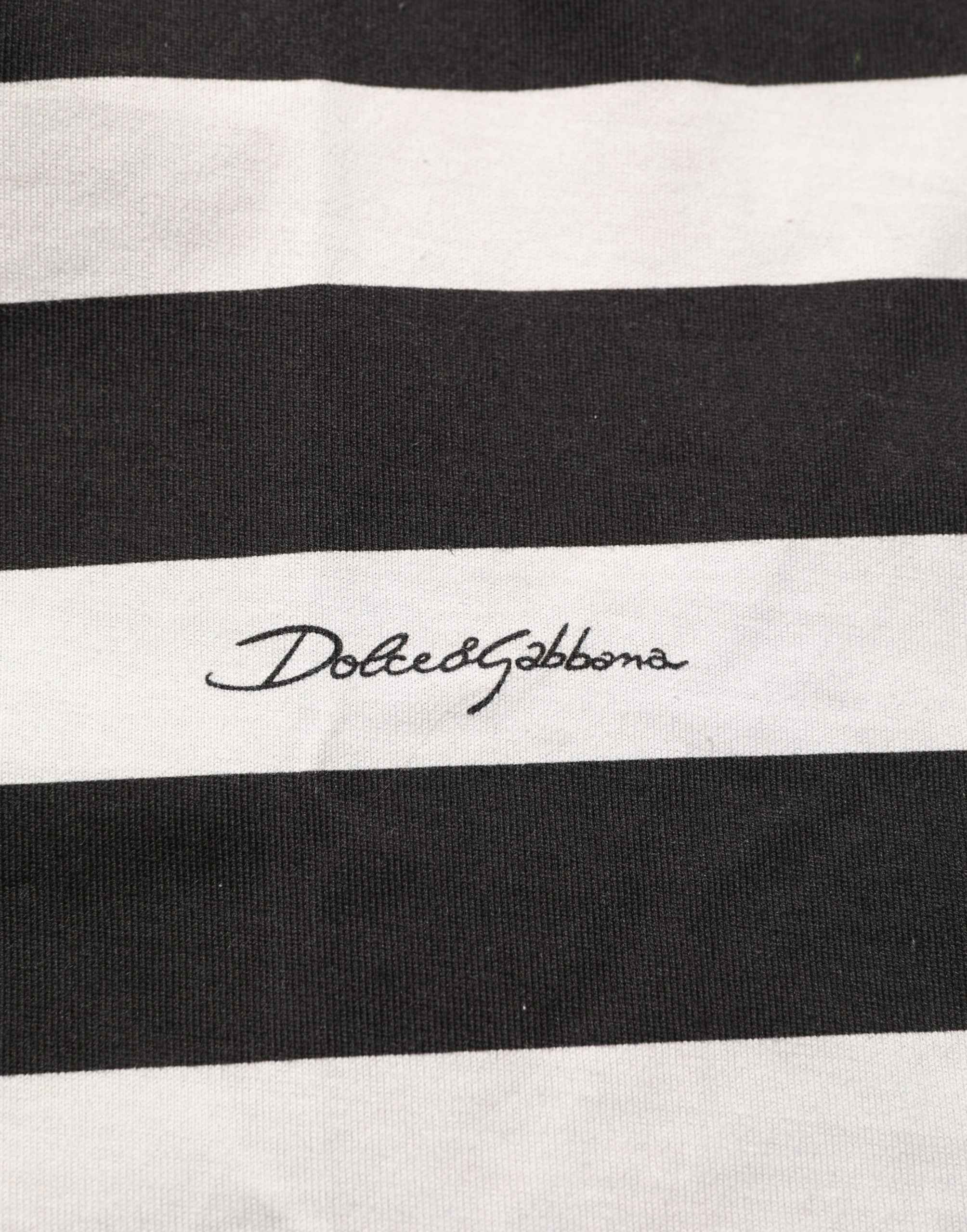 Dolce & Gabbana Black White Stripes Cotton Sleeveless T-shirt