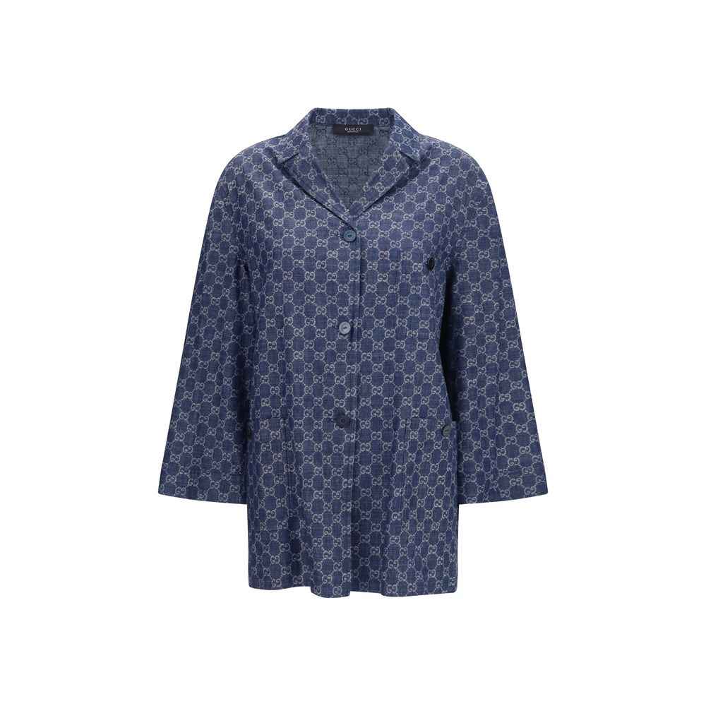Gucci Blue Cotton Full-Length Jacket