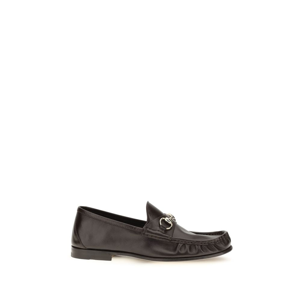 Gucci Brown Calf Leather Bos Taurus Slip-On Loafers