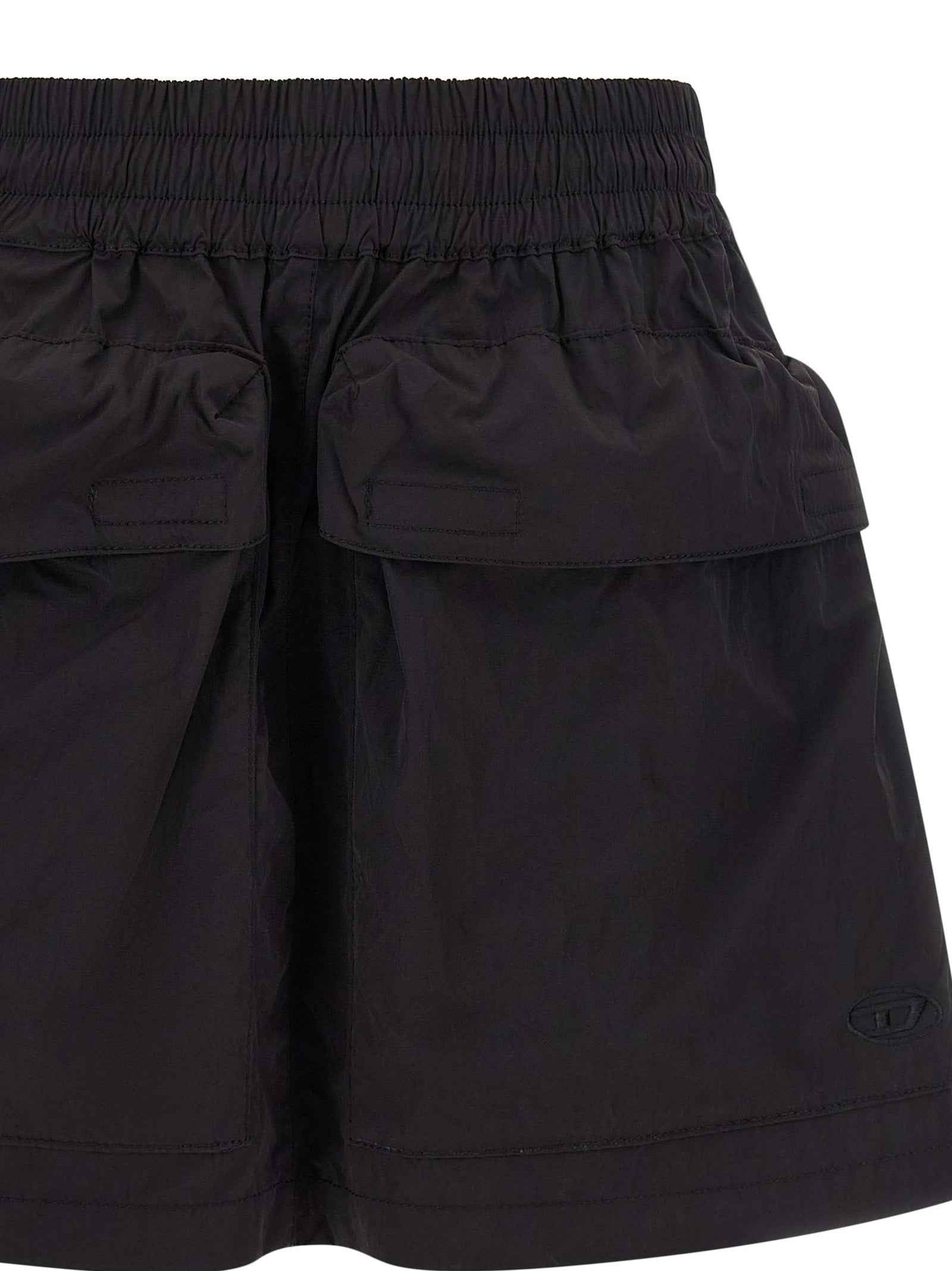Diesel Black Polyamide Long Skirt