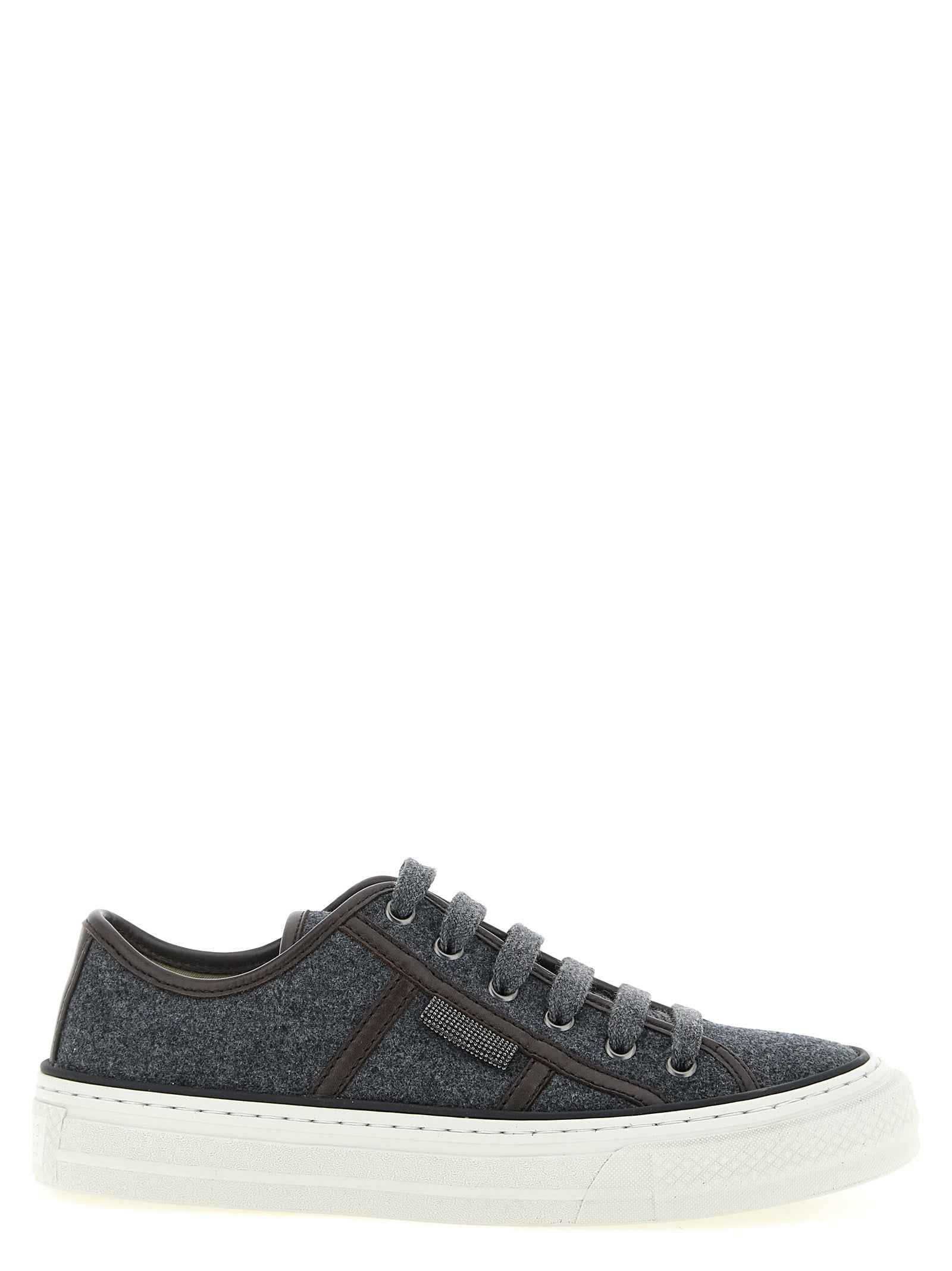 Brunello Cucinelli Gray Virgin Wool Low Top Sneakers