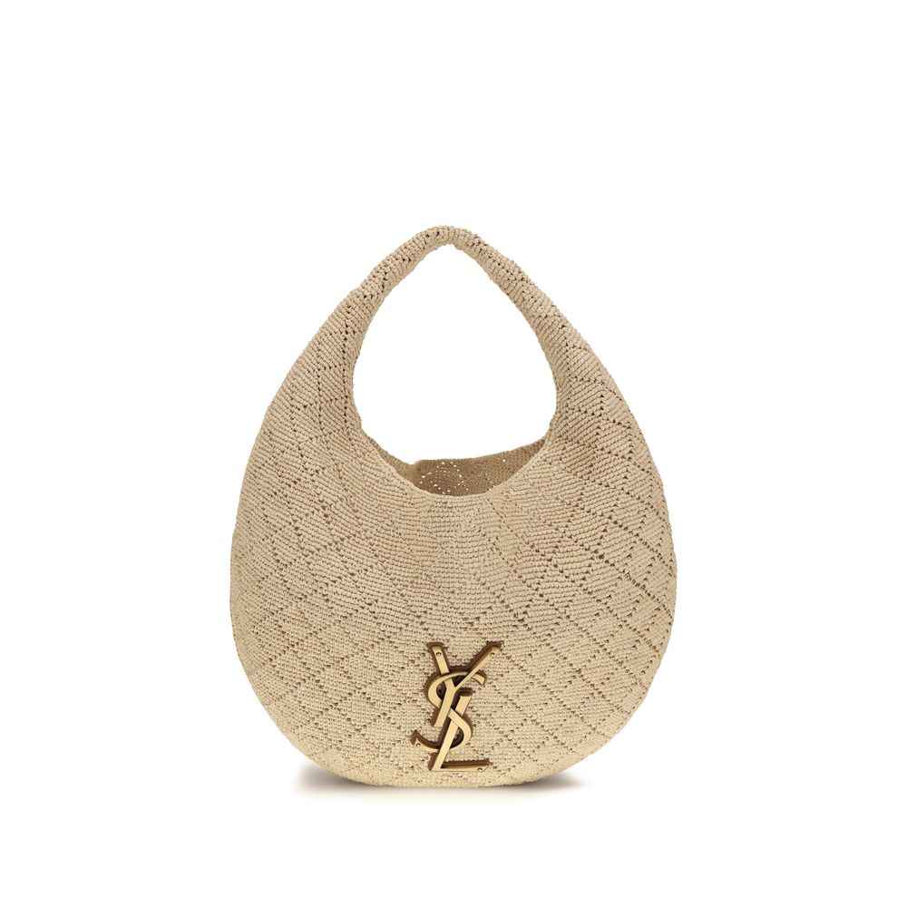Saint Laurent Beige Raffia Shoulder Bag