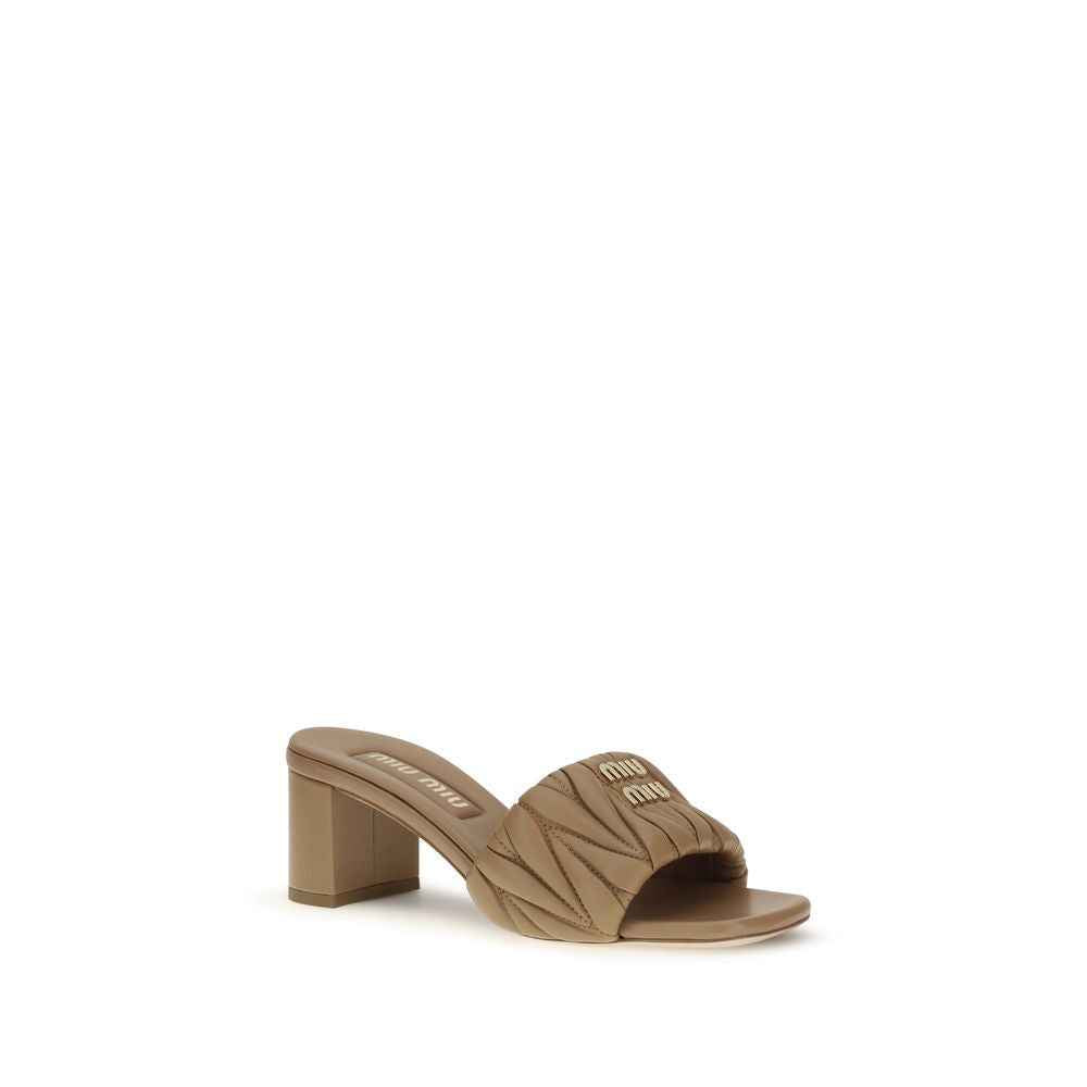 Miu Miu Beige Lamb Ovis Aries Aries Platform Sandals