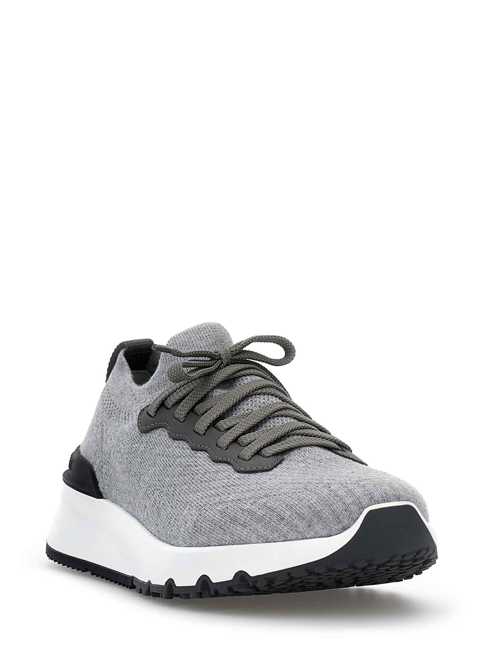 Brunello Cucinelli Gray Cotton Athletic Sneakers
