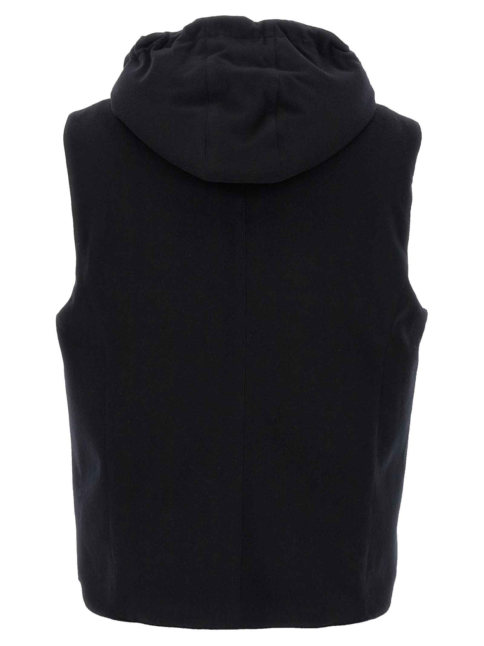 Brunello Cucinelli Black Wool Sleeveless Jacket