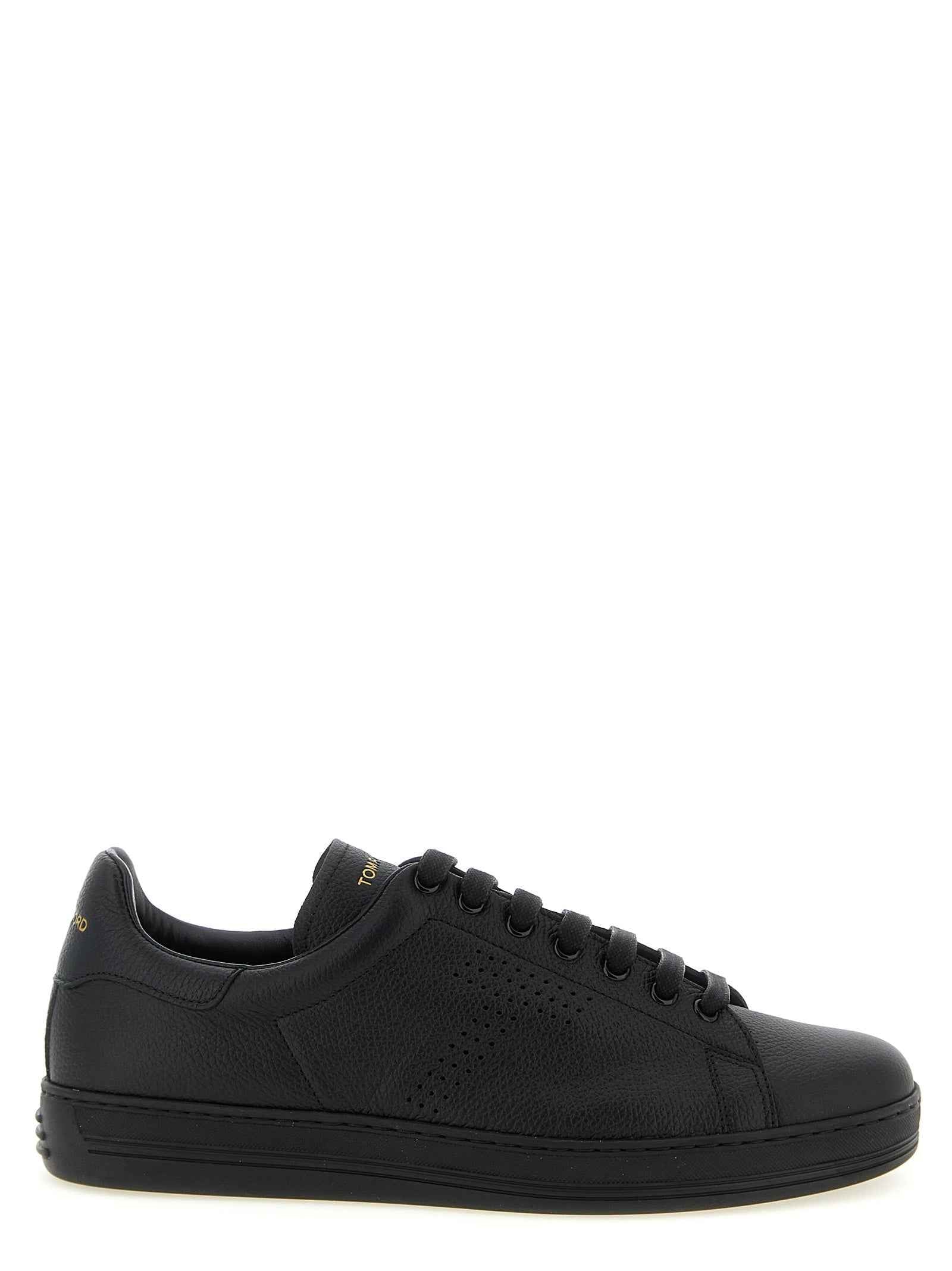 Tom Ford Black Leather Low Top Sneakers
