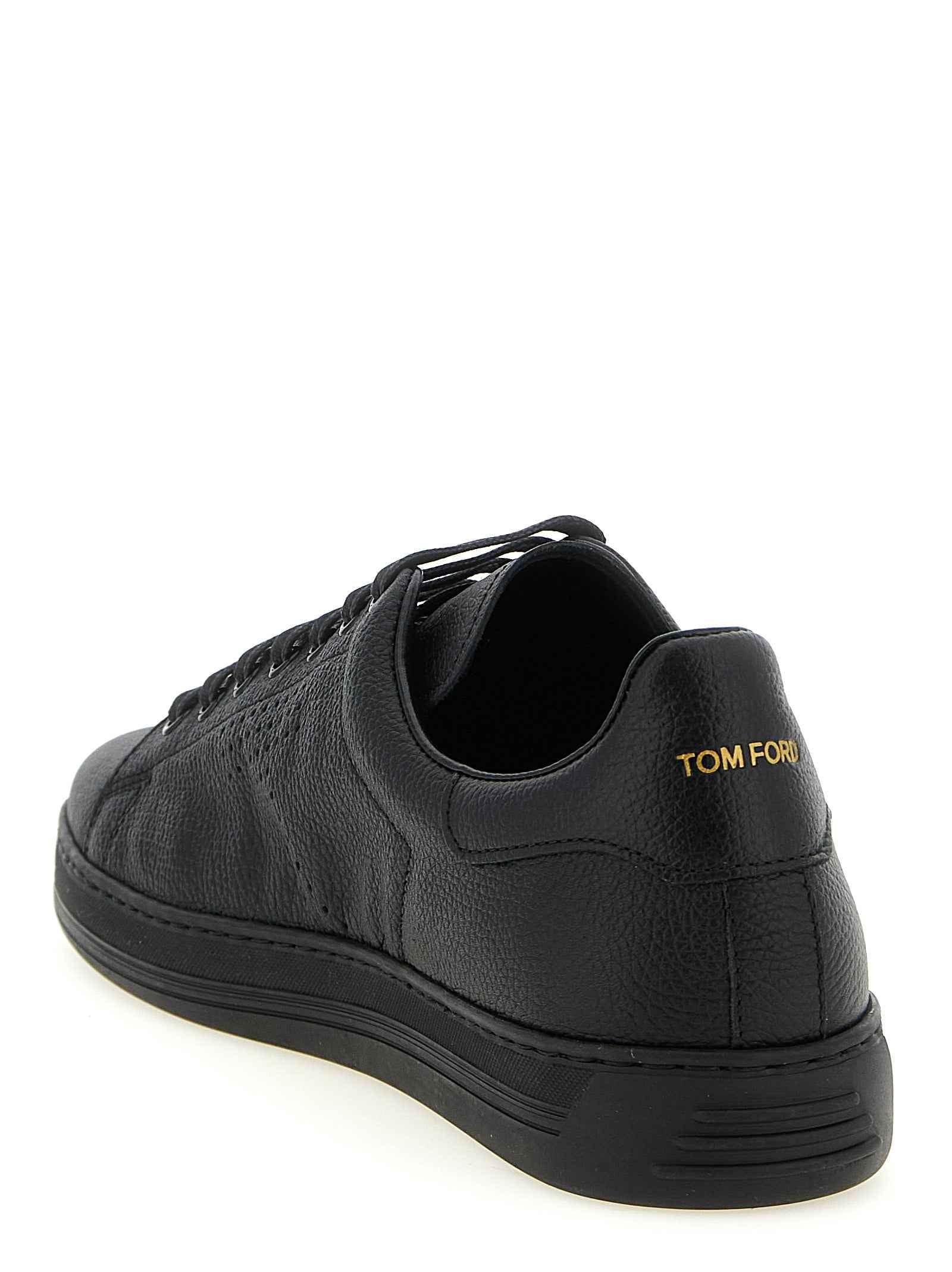 Tom Ford Black Leather Low Top Sneakers