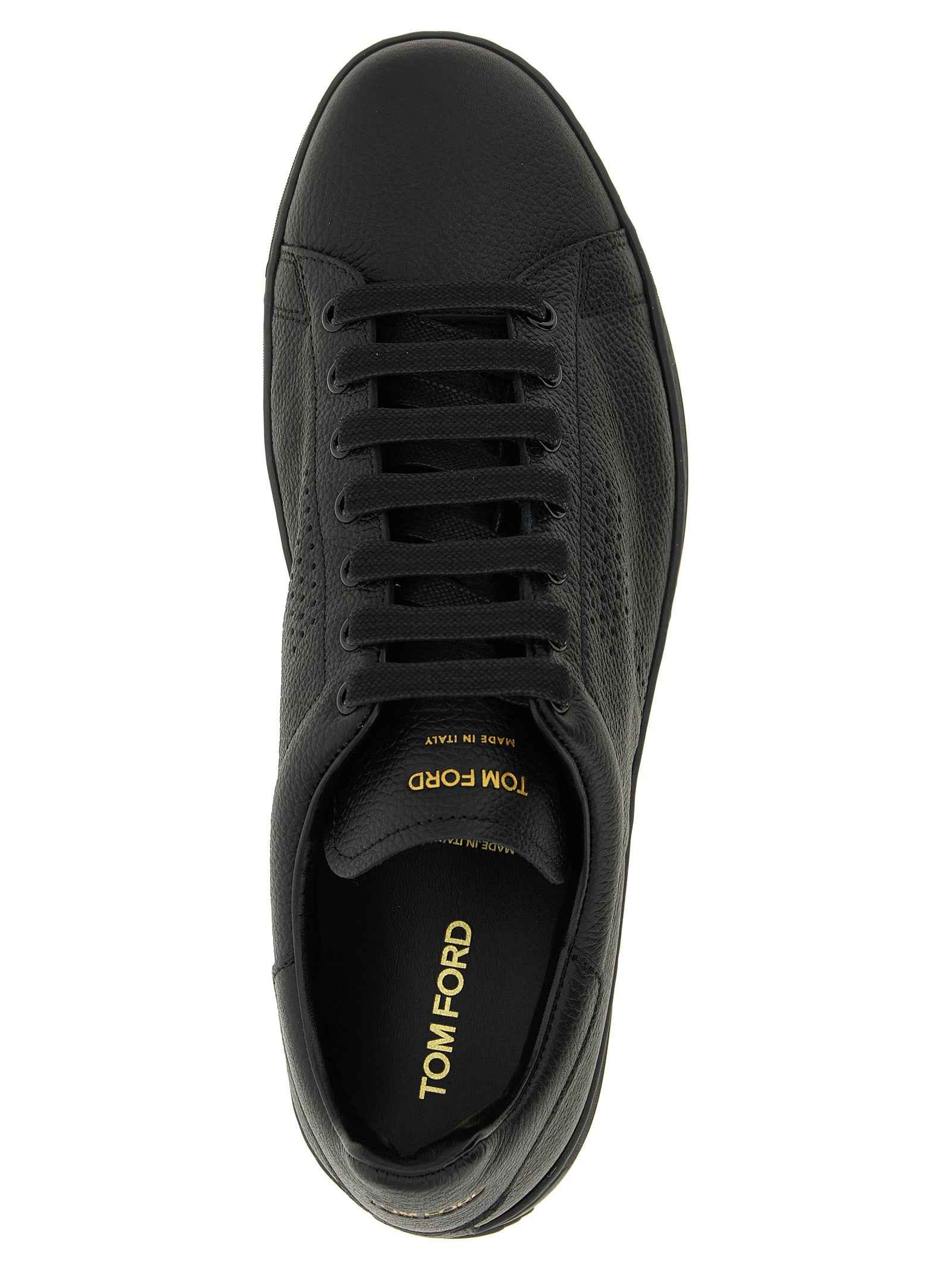 Tom Ford Black Leather Low Top Sneakers