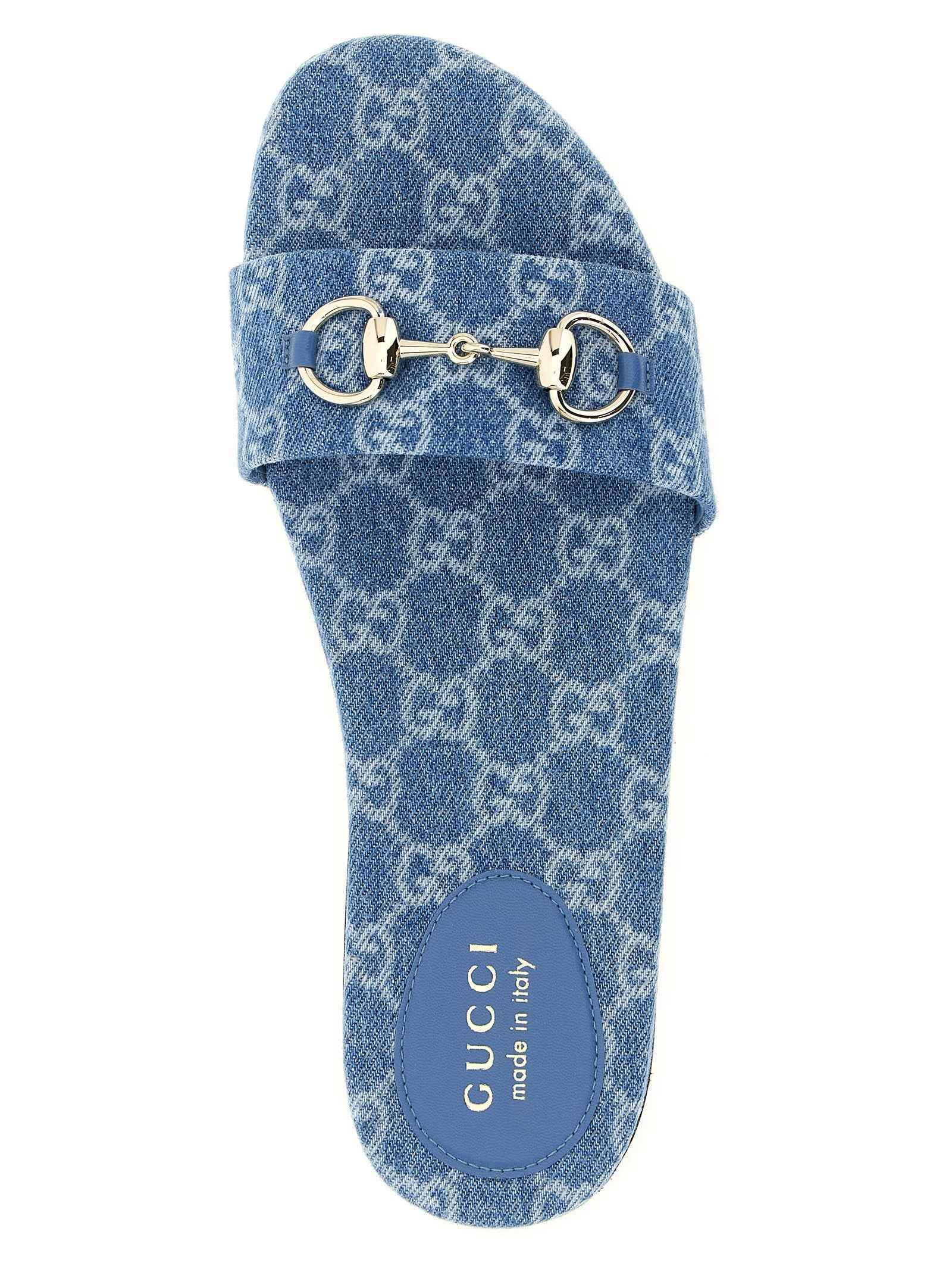 Gucci Blue Cotton Slides
