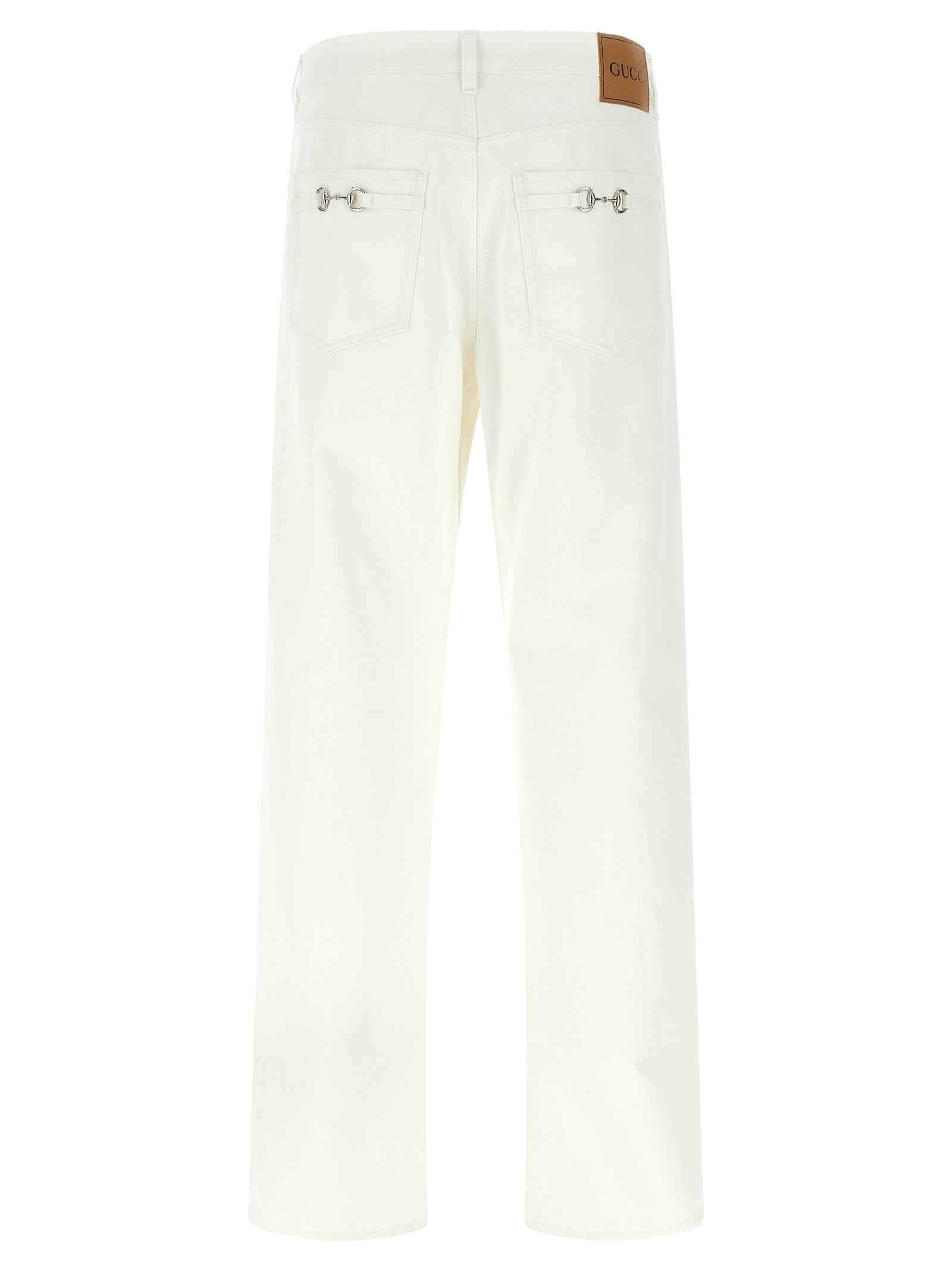Gucci White Cotton Straight-Leg Jeans