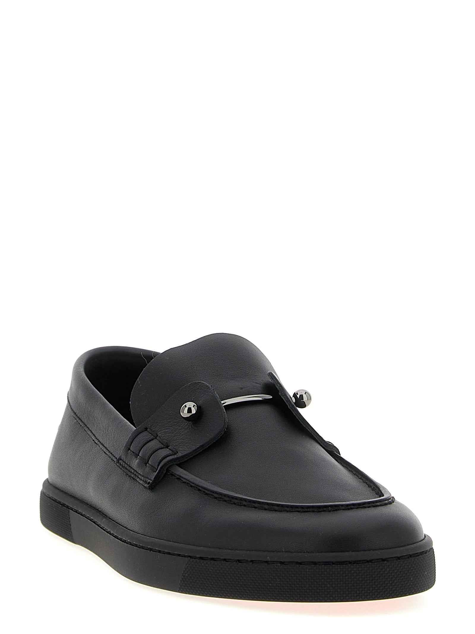 Christian Louboutin Black Calfskin Slip-On Loafers