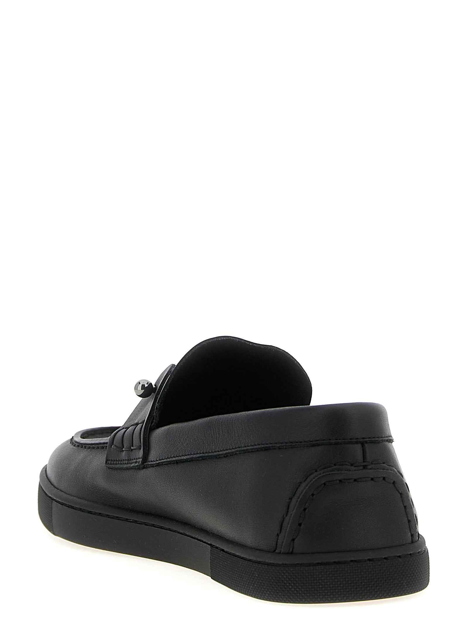 Christian Louboutin Black Calfskin Slip-On Loafers