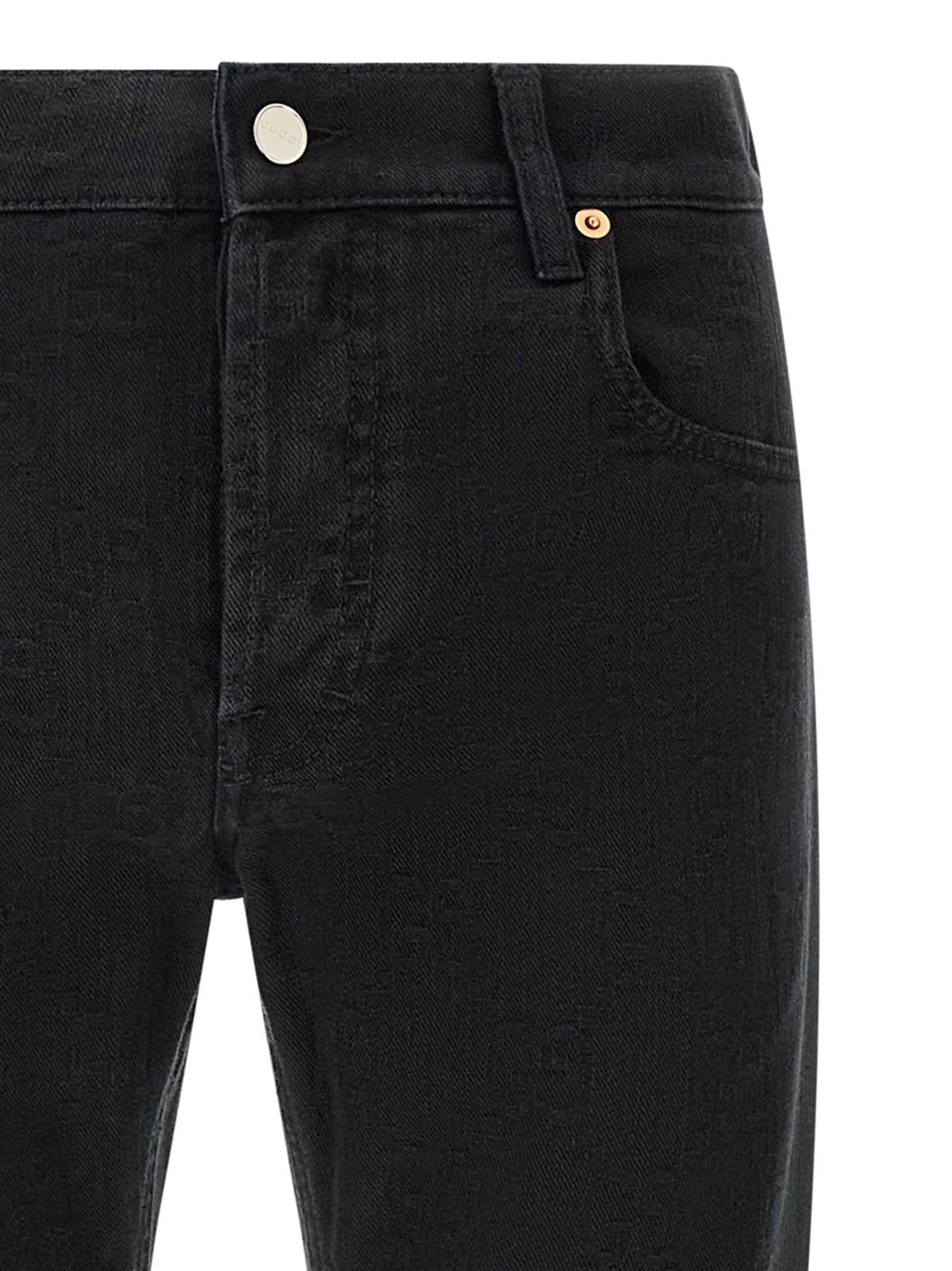 Gucci Black Cotton Straight-Leg Jeans