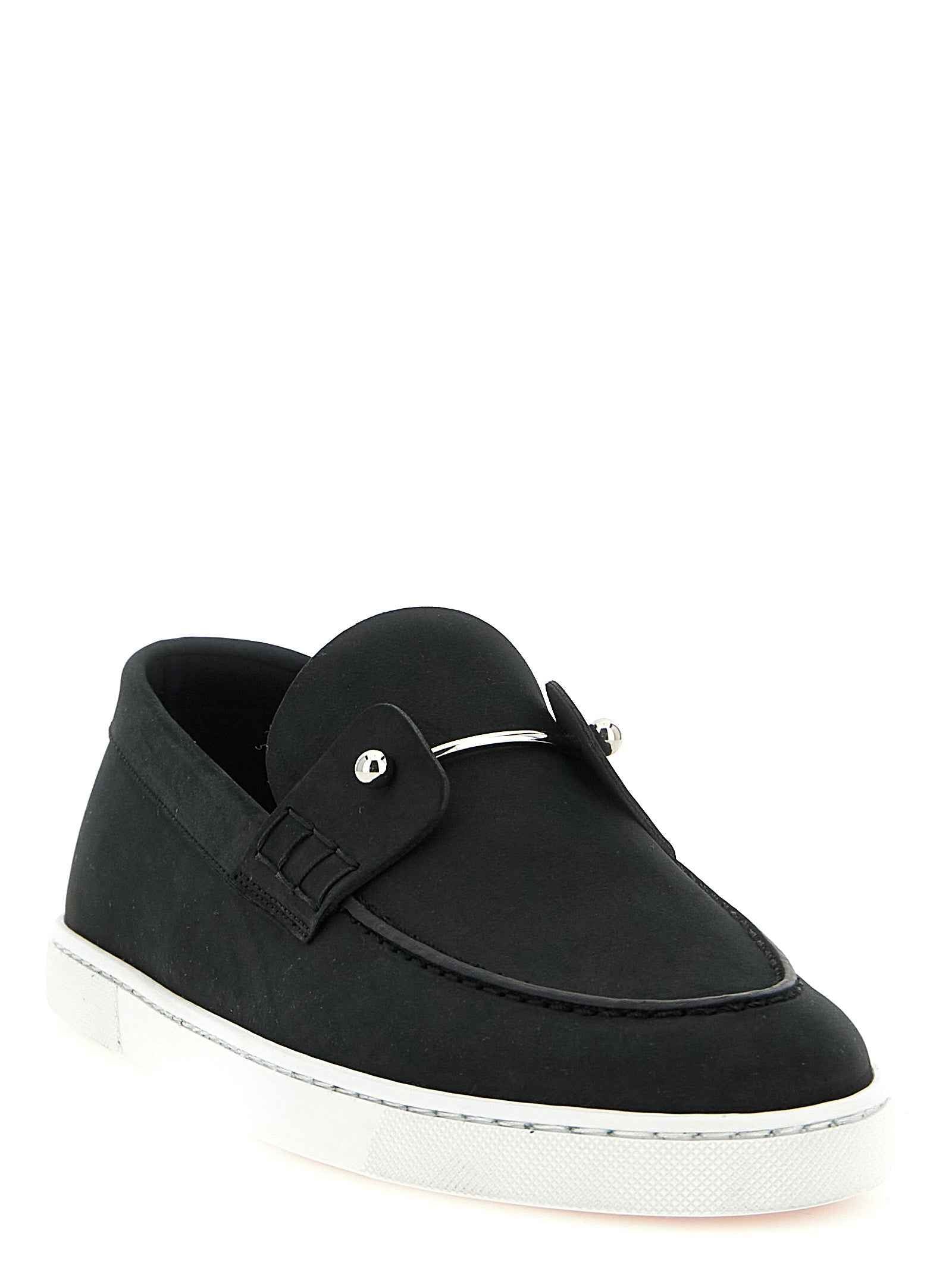 Christian Louboutin Black Calfskin Slip-On Loafers