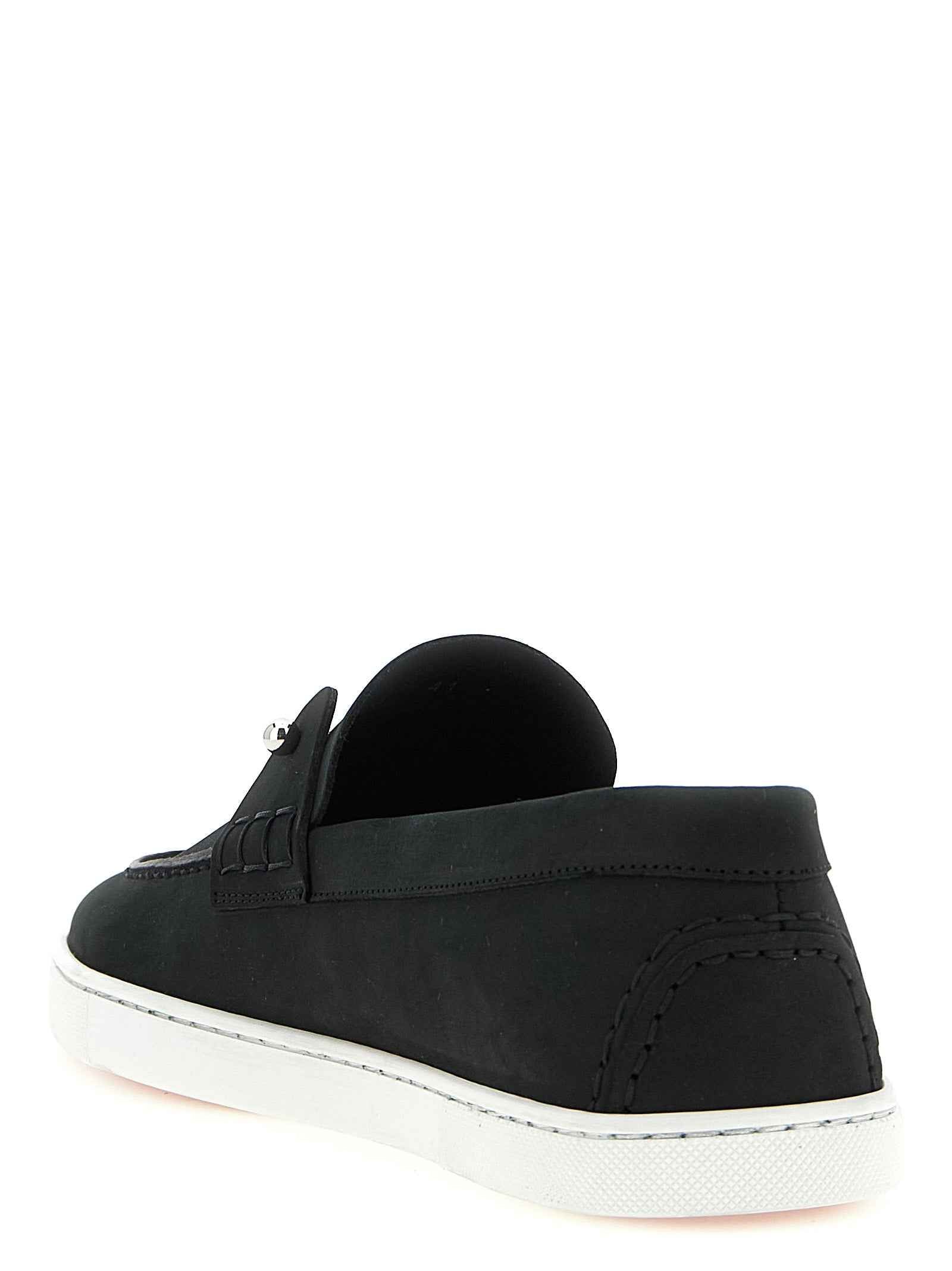Christian Louboutin Black Calfskin Slip-On Loafers