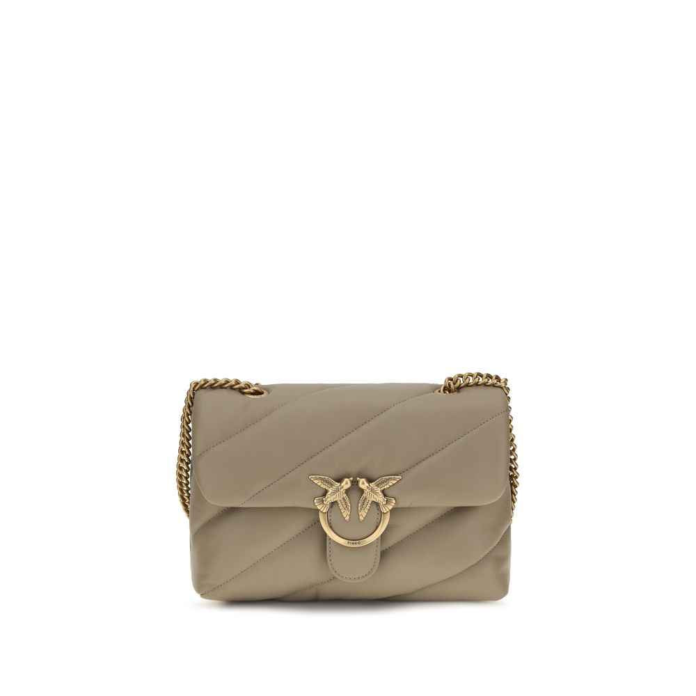 PINKO Gray Calf Leather Bos Taurus Shoulder Bag