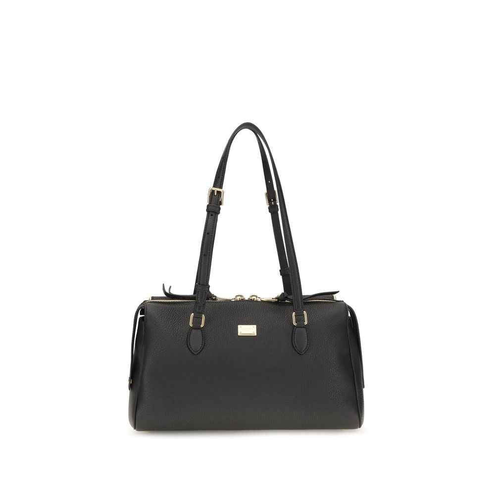 Dolce & Gabbana Black Calf Leather Bos Taurus Shoulder Bag