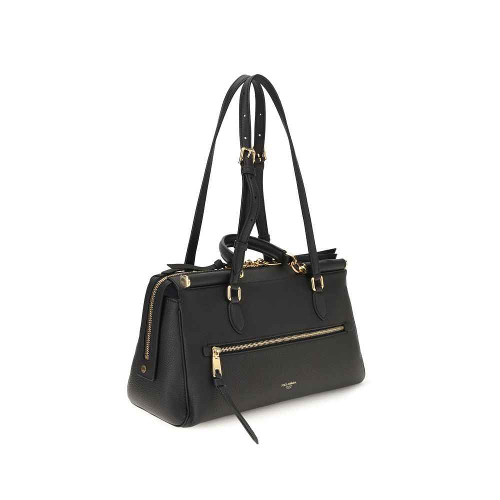 Dolce & Gabbana Black Calf Leather Bos Taurus Shoulder Bag