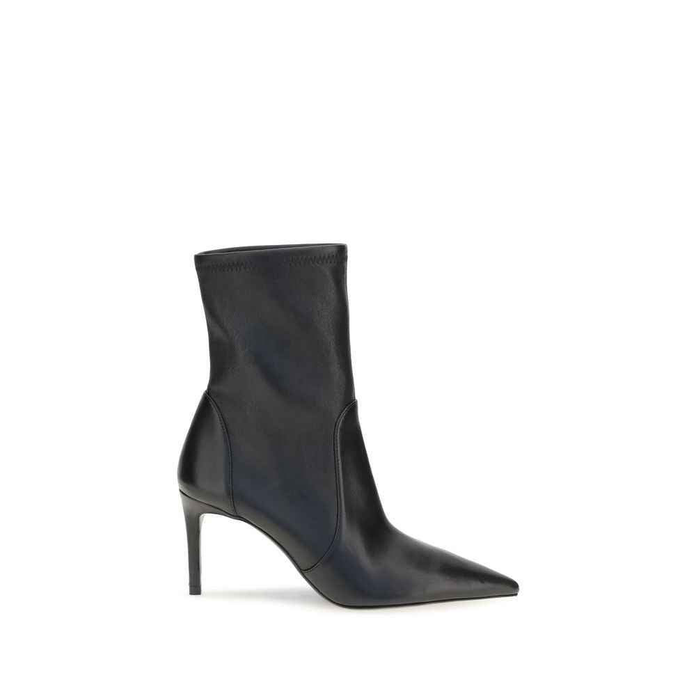 Stuart Weitzman Black Calf Leather Bos Taurus Ankle Boots