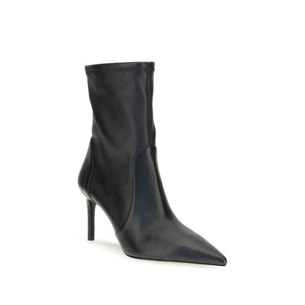 Stuart Weitzman Black Calf Leather Bos Taurus Ankle Boots