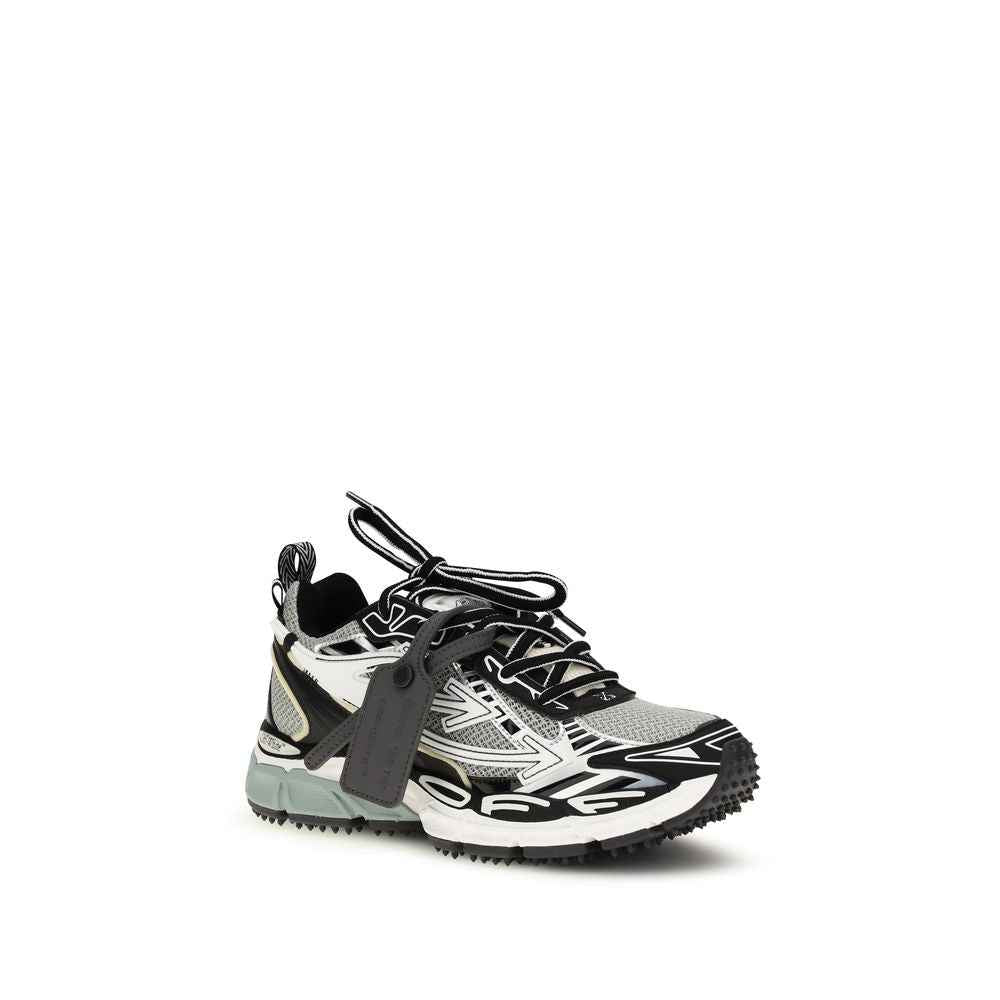 Off-White Gray Polyester Athletic Sneakers