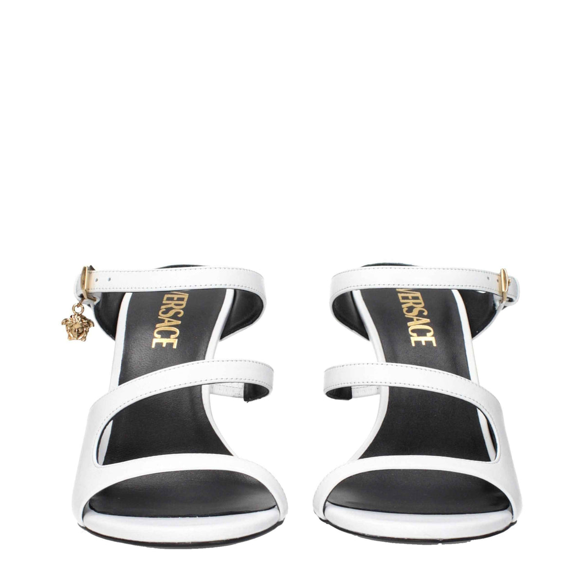 Versace White Leather Stiletto Heel Sandals