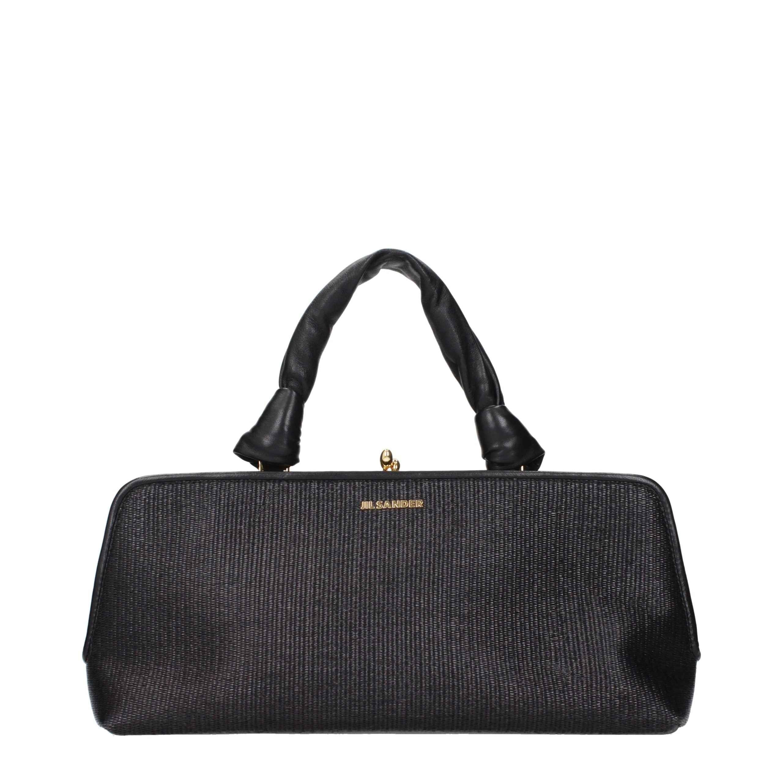 Jil Sander Black Raffia Handbag