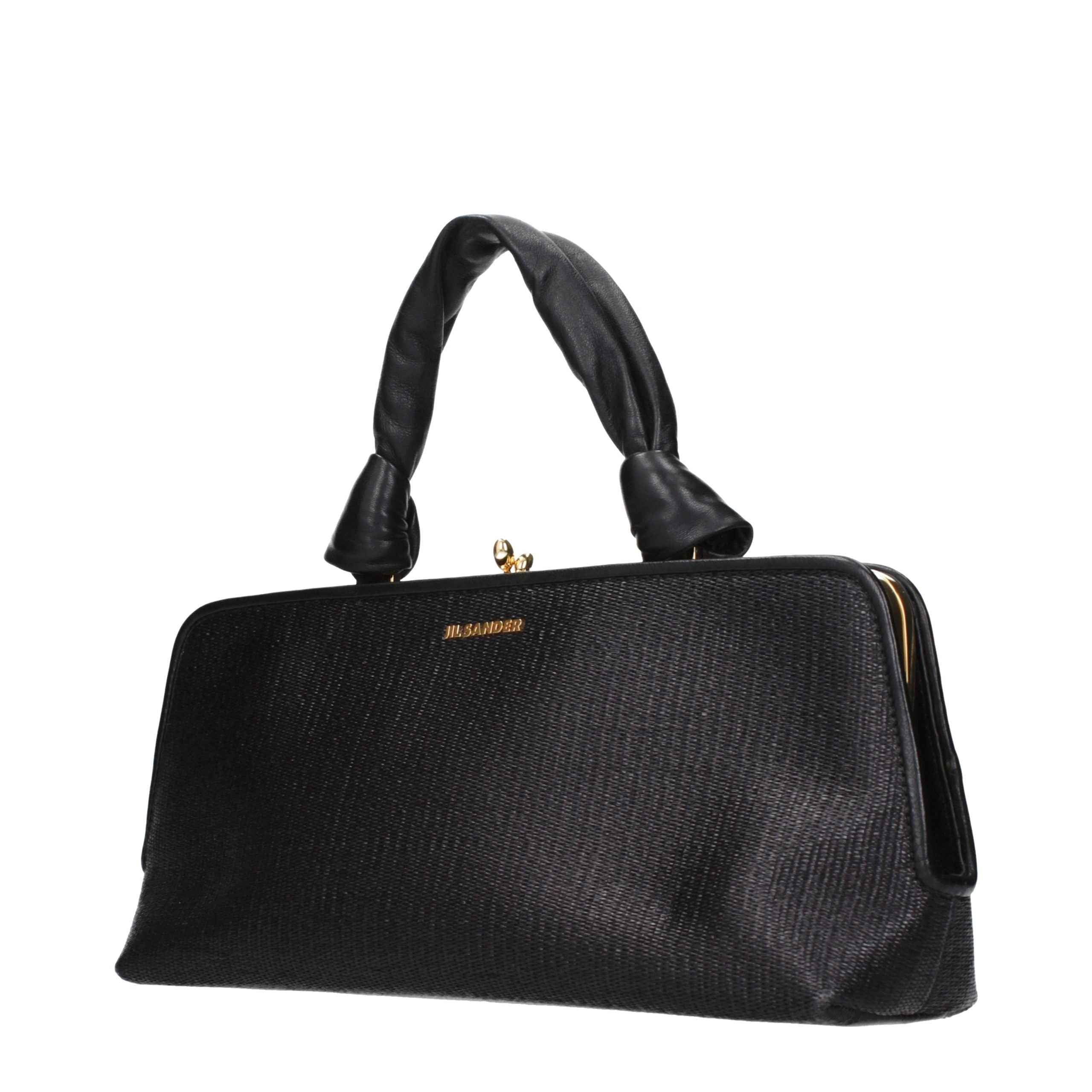 Jil Sander Black Raffia Handbag