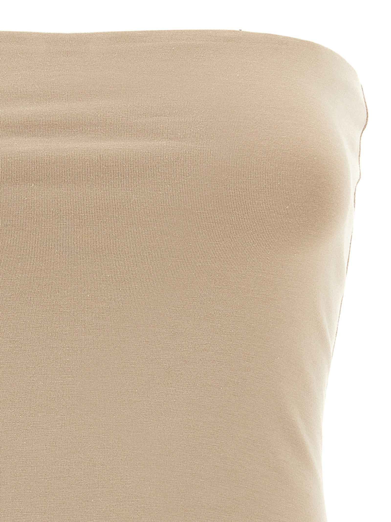 Brunello Cucinelli Beige Cotton Sleeveles T-Shirt