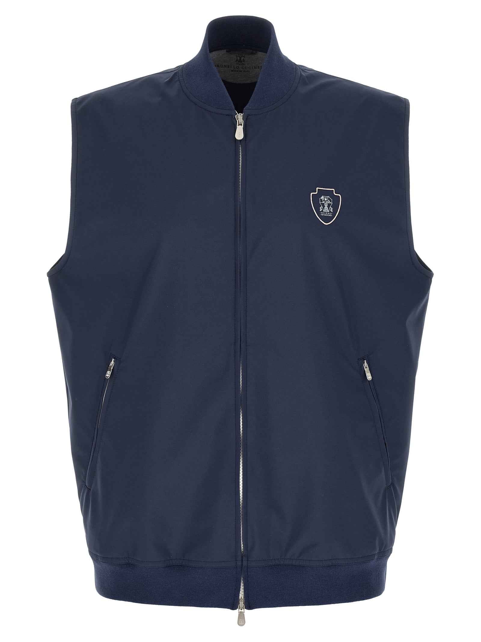 Brunello Cucinelli Blue Polyester Sleeveless Jacket