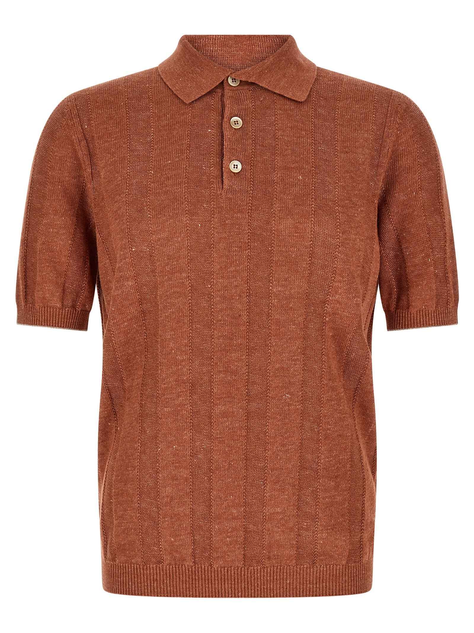 Brunello Cucinelli Orange Linen Polo Shirt