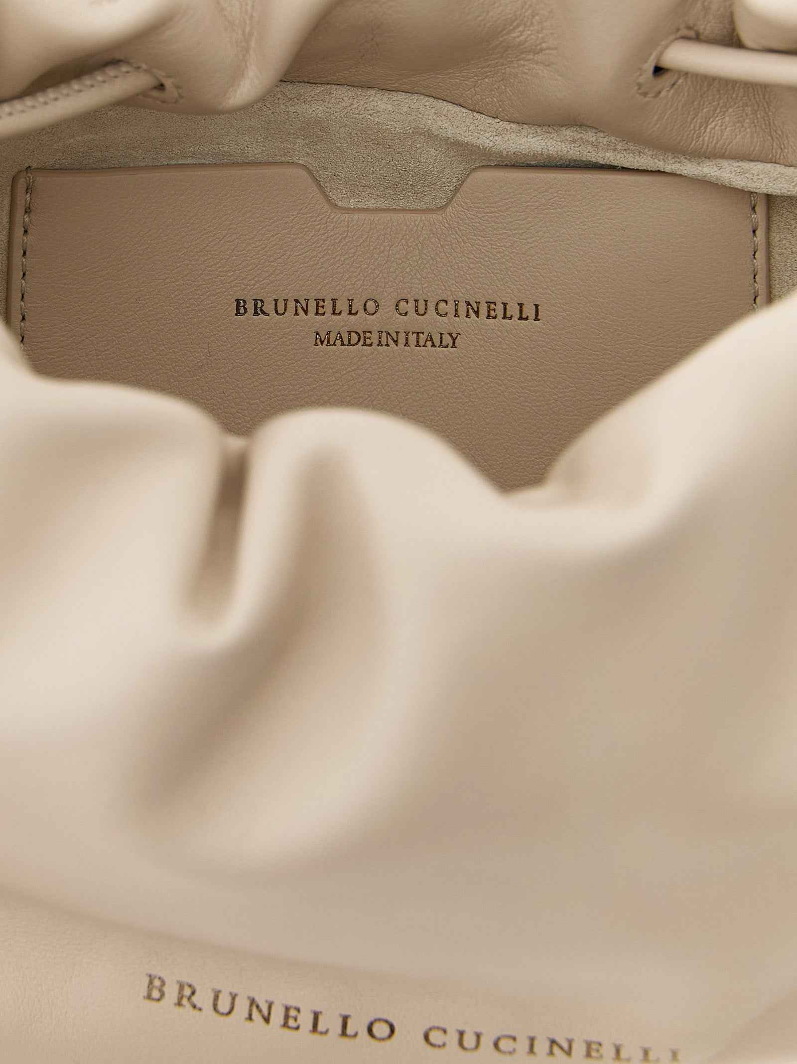 Brunello Cucinelli White Lamb Leather Crossbody Bag