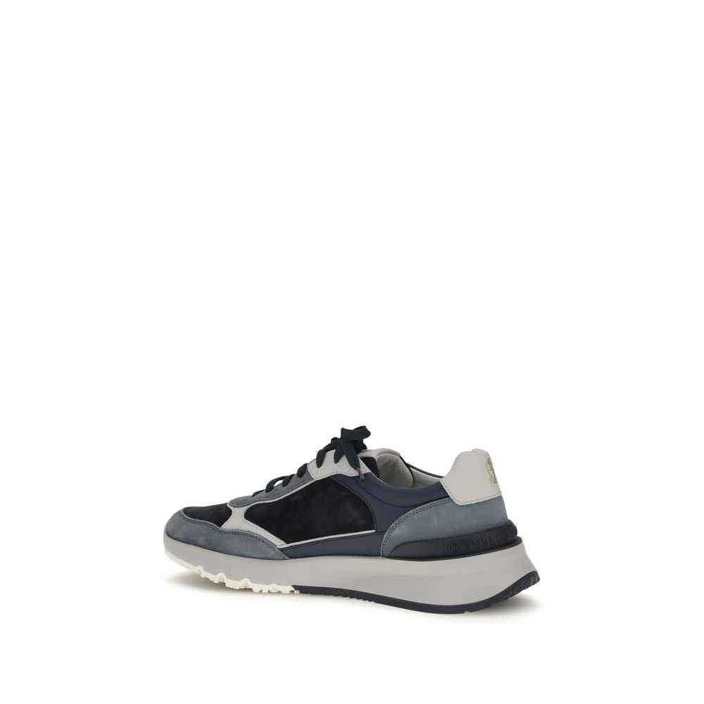 Brunello Cucinelli Blue Calf Leather Bos Taurus Athletic Sneakers
