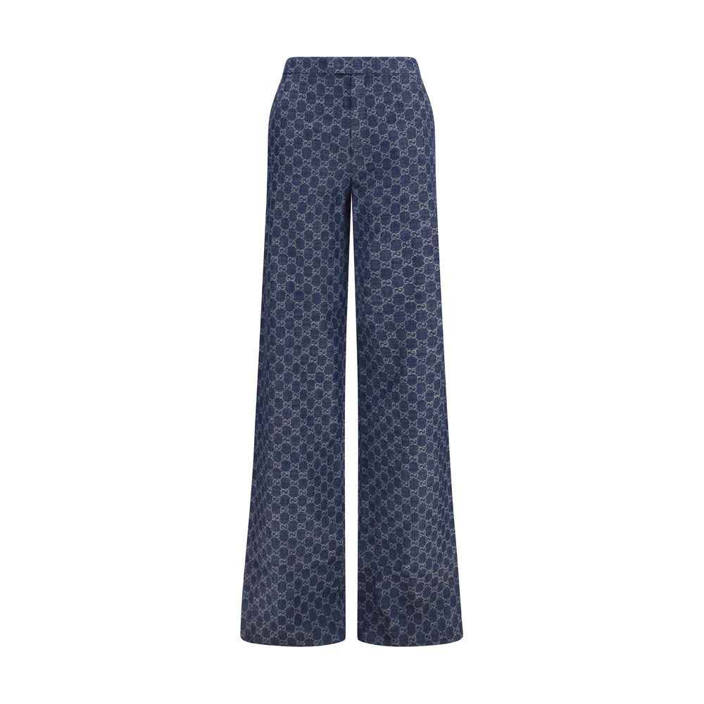 Gucci Blue Cotton Casual Pants