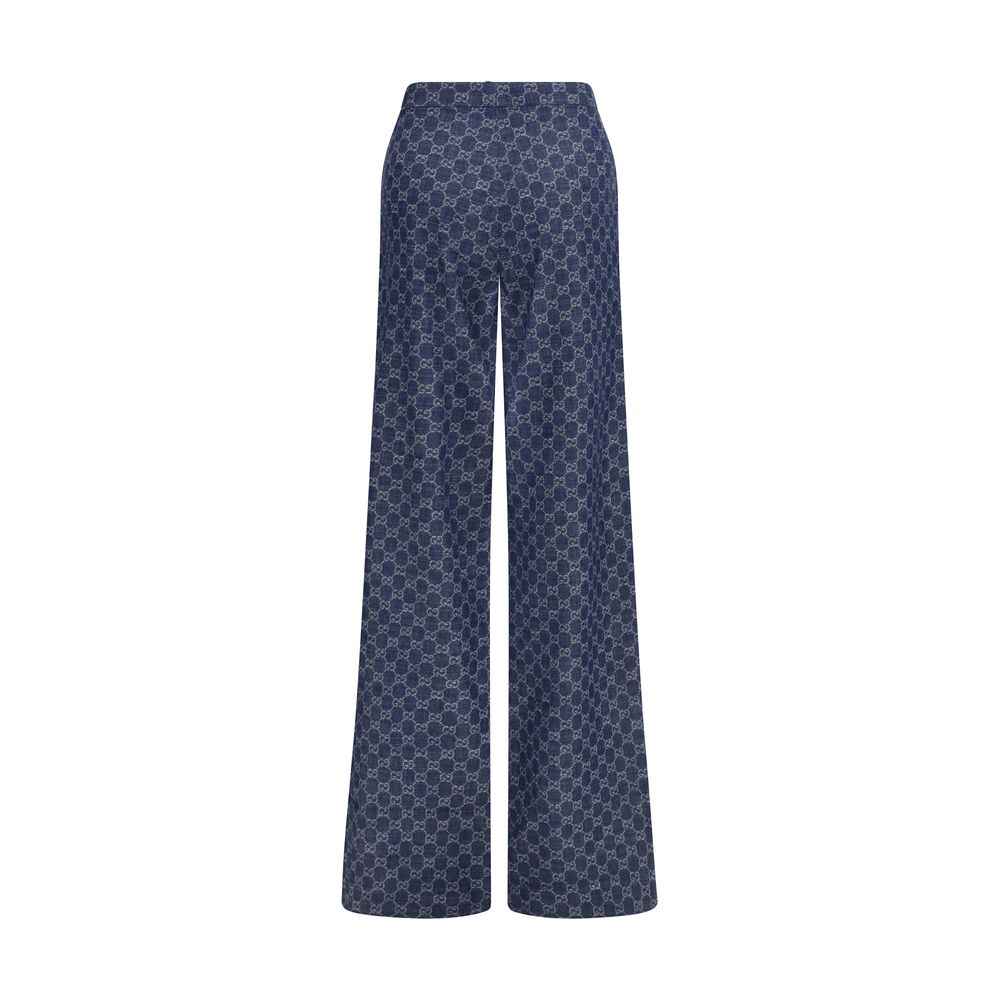 Gucci Blue Cotton Casual Pants