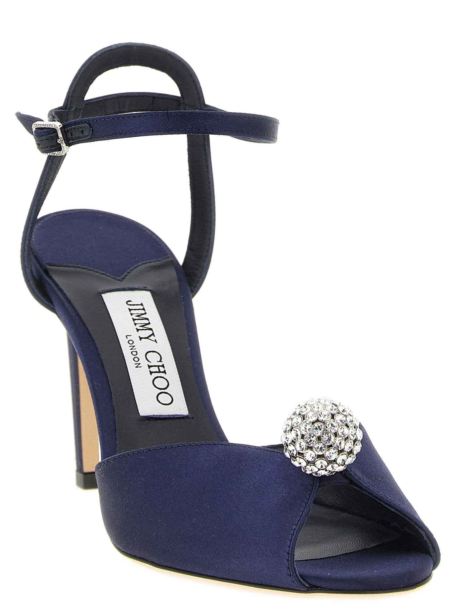 Jimmy Choo Blue Tencel Stiletto Heel Sandals