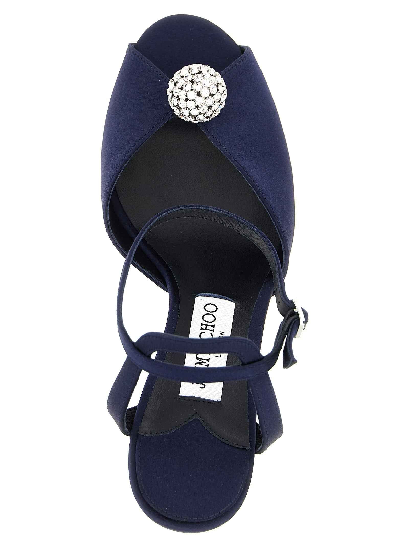 Jimmy Choo Blue Tencel Stiletto Heel Sandals