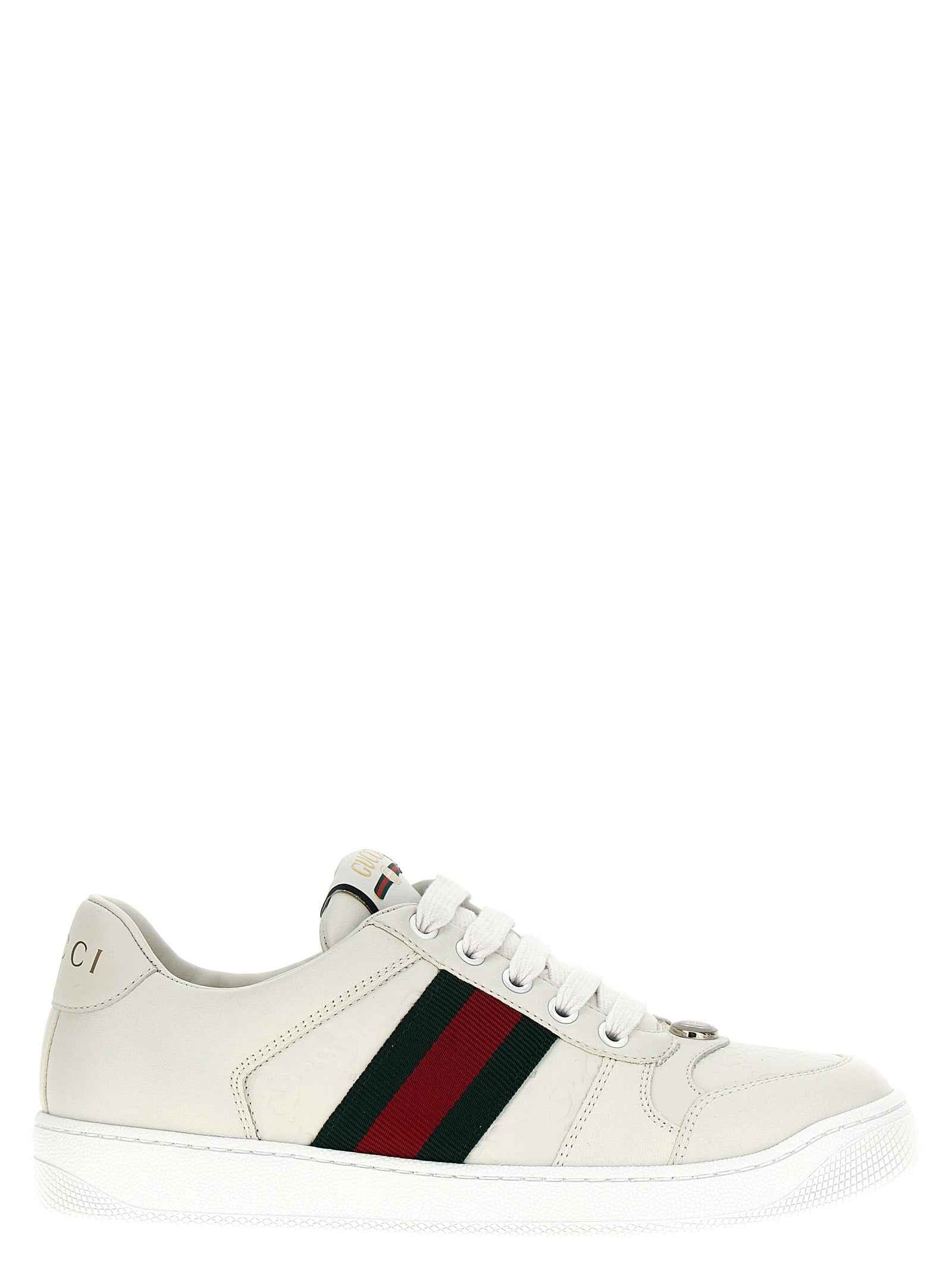 Gucci White Lamb Leather Low Top Sneakers