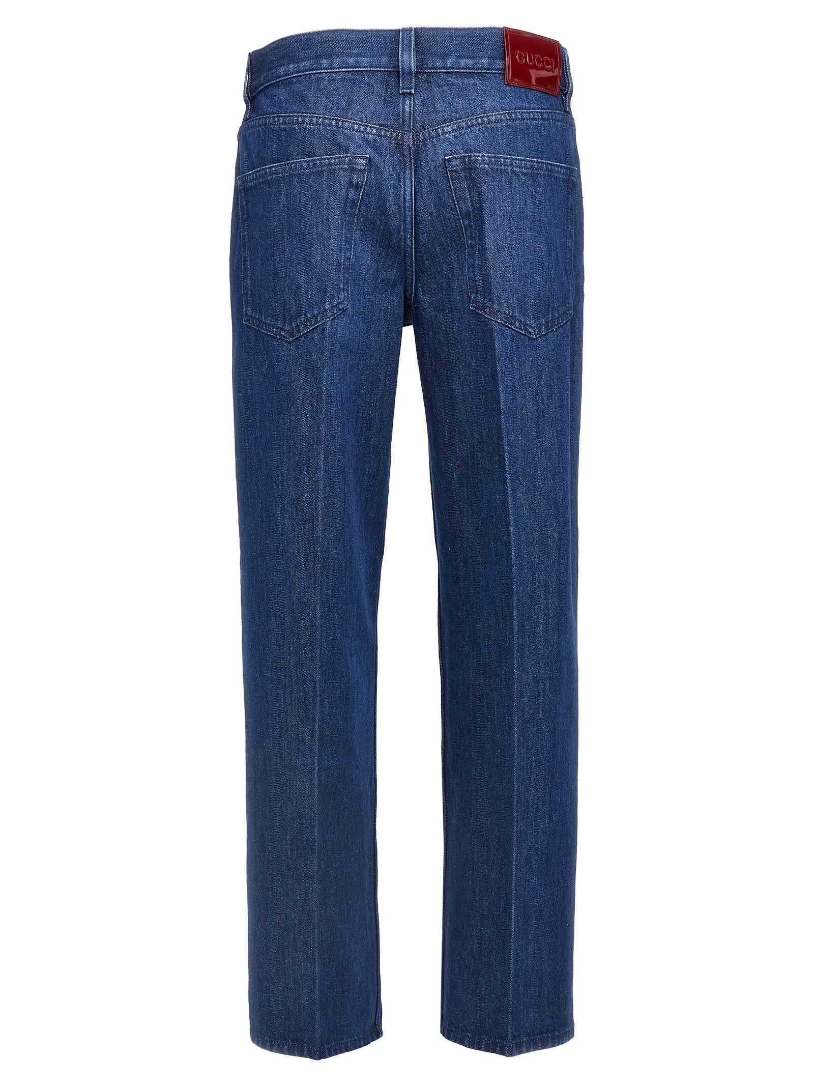 Gucci Blue Cotton Straight-Leg Jeans
