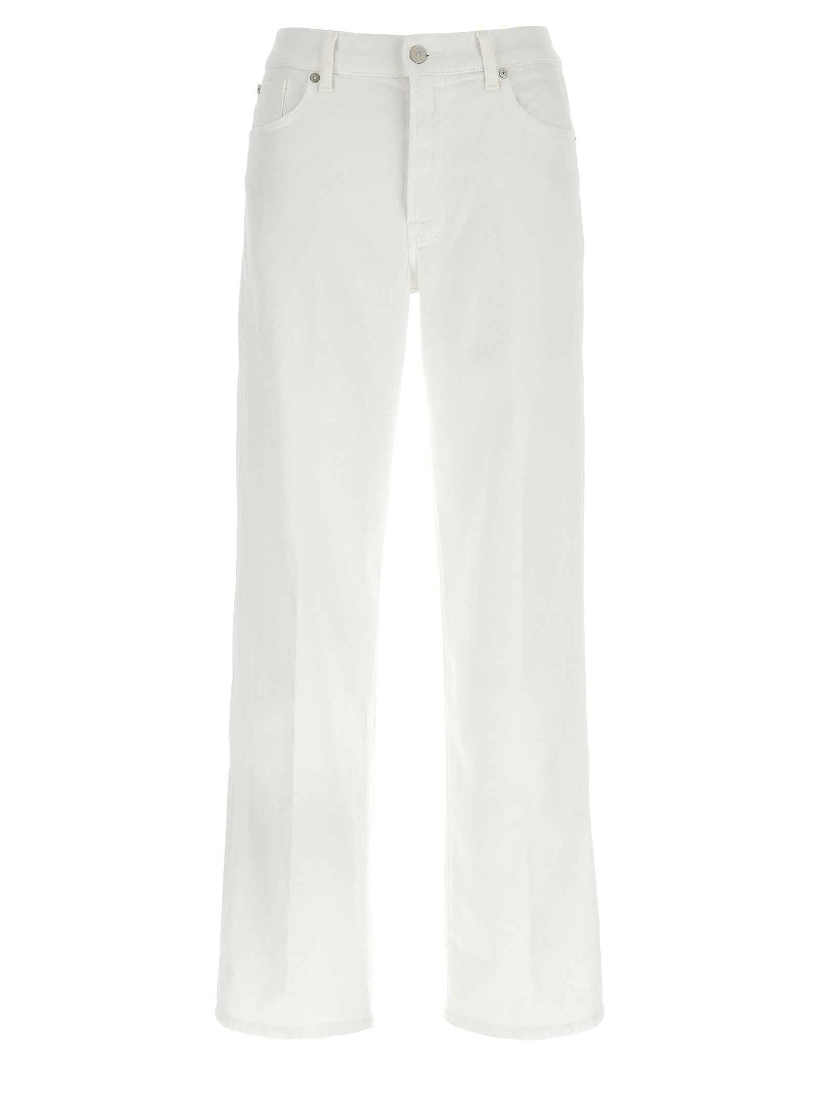 7 For All Mankind White Cotton Straight-Leg Jeans