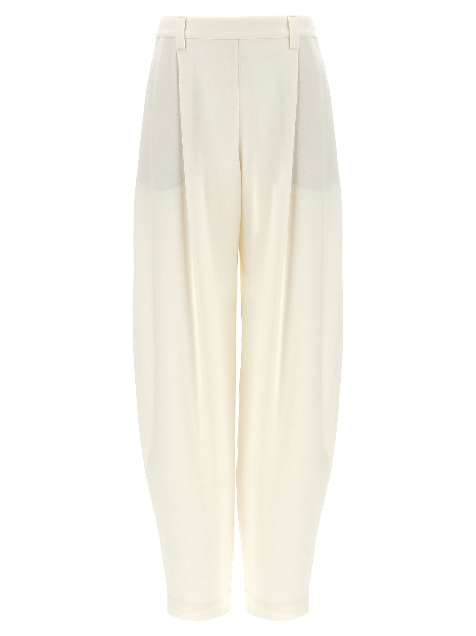 Brunello Cucinelli White Silk Casual Pants