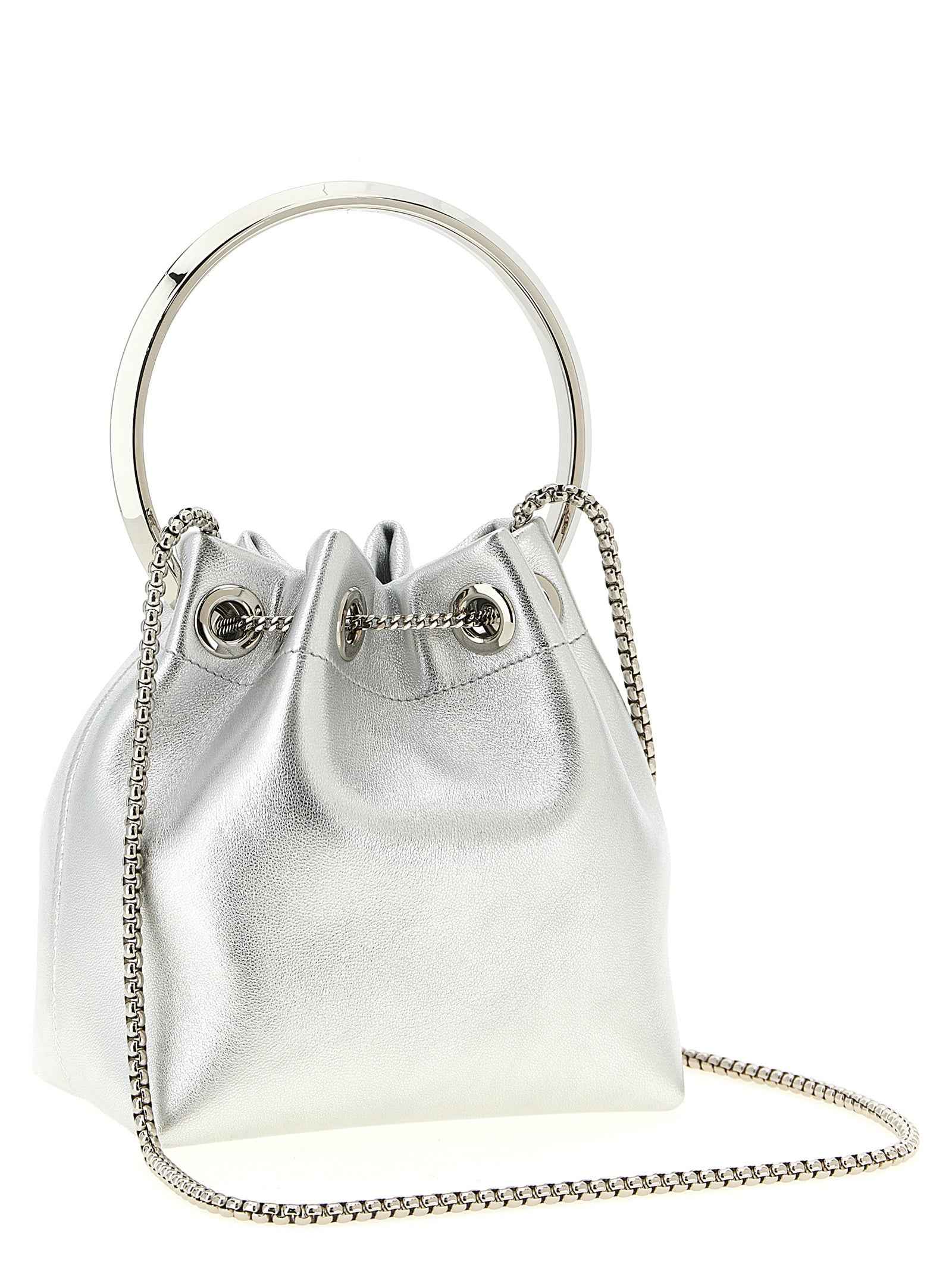 Jimmy Choo Silver Lamb Leather Handbag