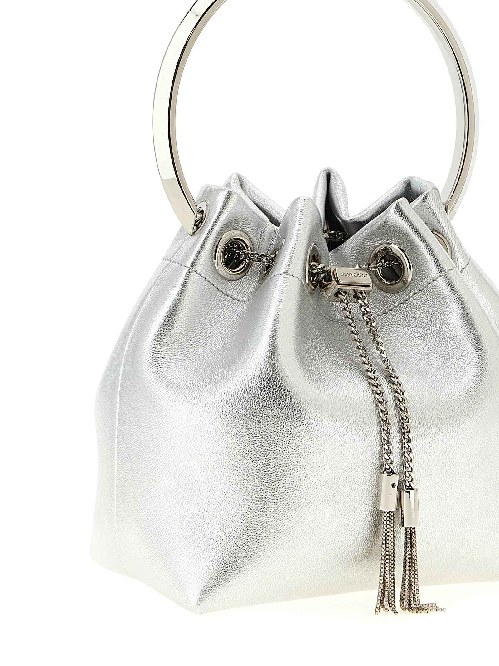 Jimmy Choo Silver Lamb Leather Handbag