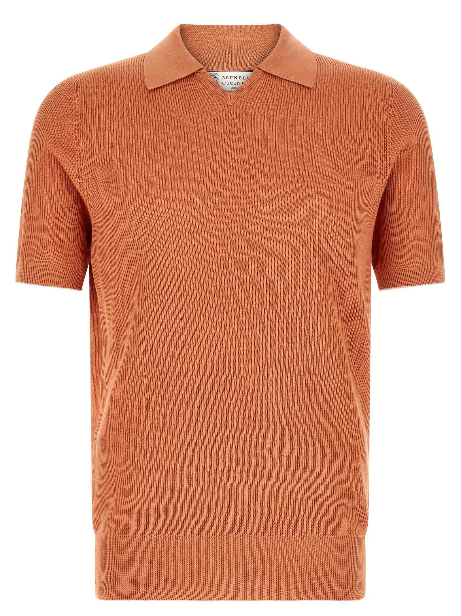 Brunello Cucinelli Orange Cotton Polo Shirt