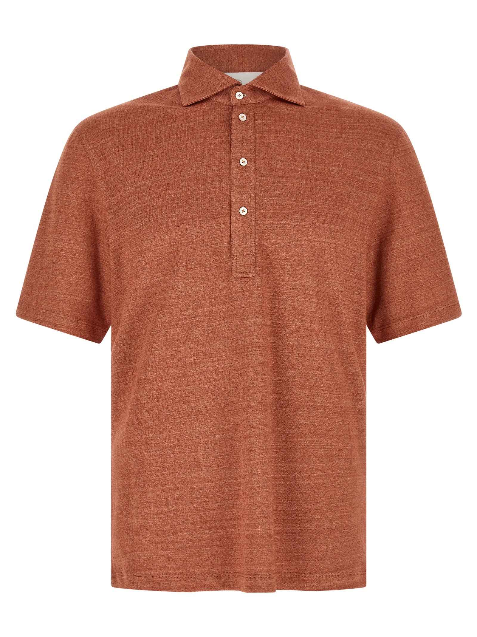 Brunello Cucinelli Orange Linen Polo Shirt